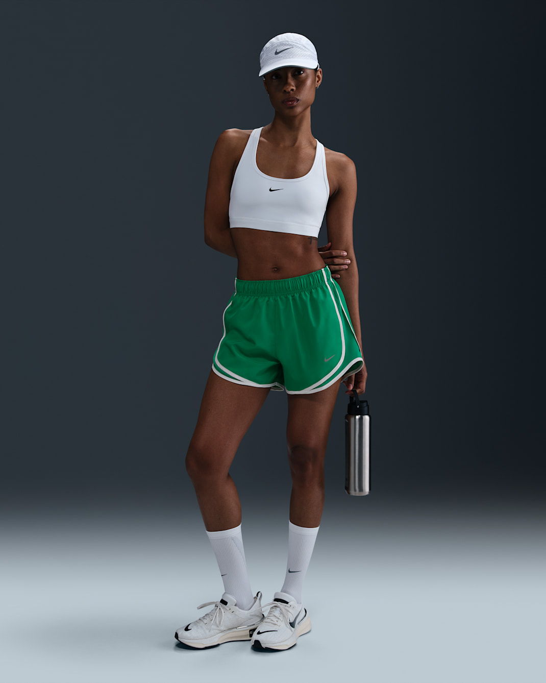 Nike Tempo Women's Dri-FIT Mid-Rise Brief-Lined Running Shorts - Stadium Green/Stadium Green/White