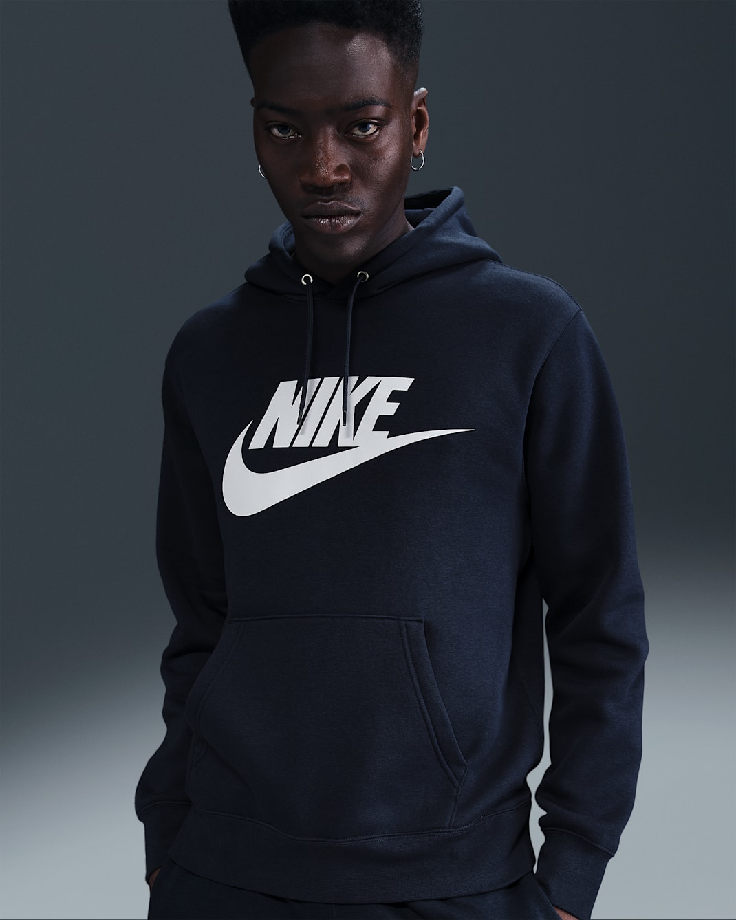Nike Sportswear Club Men's Fleece Pullover Hoodie - Obsidian/Obsidian/White