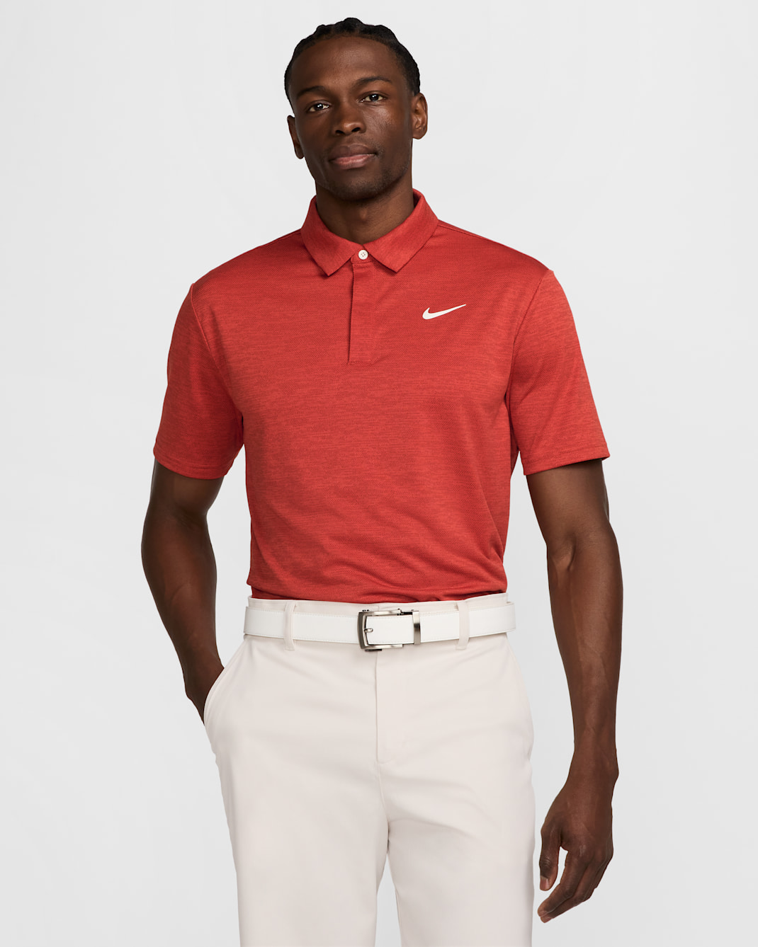 Polo de golf Dri-FIT de tela jacquard para hombre Nike Tour - Cinabrio/Rojo team oscuro/Marfil pálido