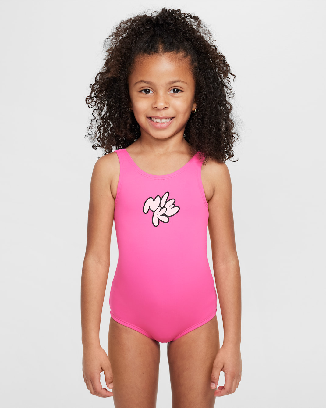 Traje de baño de una pieza con diseño de espalda en U para niñas talla pequeña Nike Swim - Hiperrosa/Espuma rosa