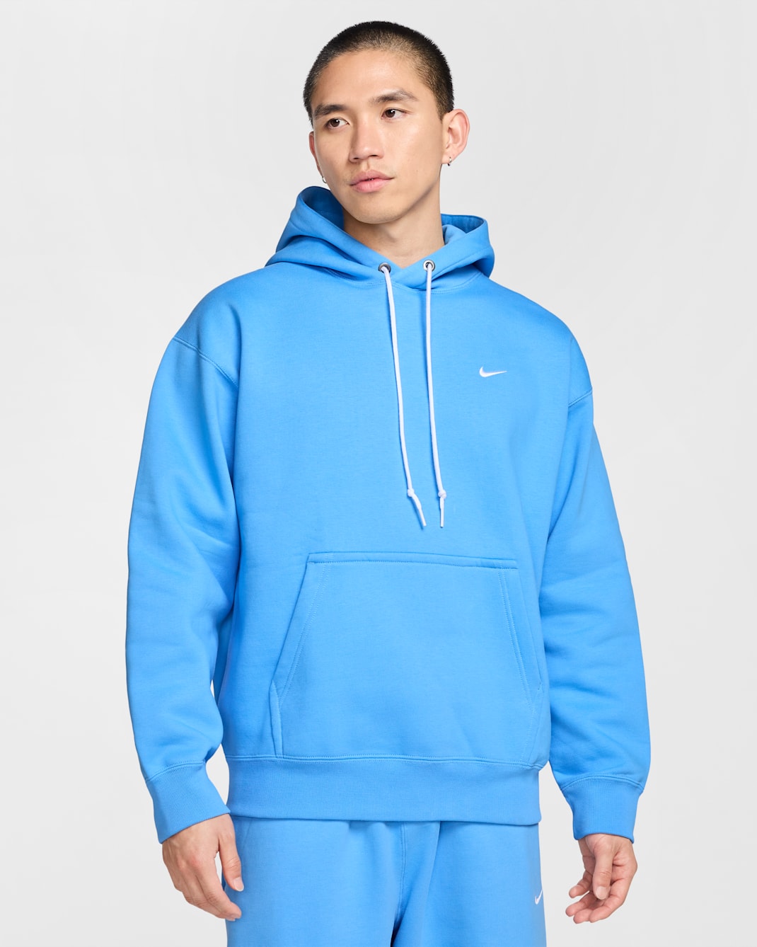 Nike Solo Swoosh Men's Fleece Pullover Hoodie - University Blue/White