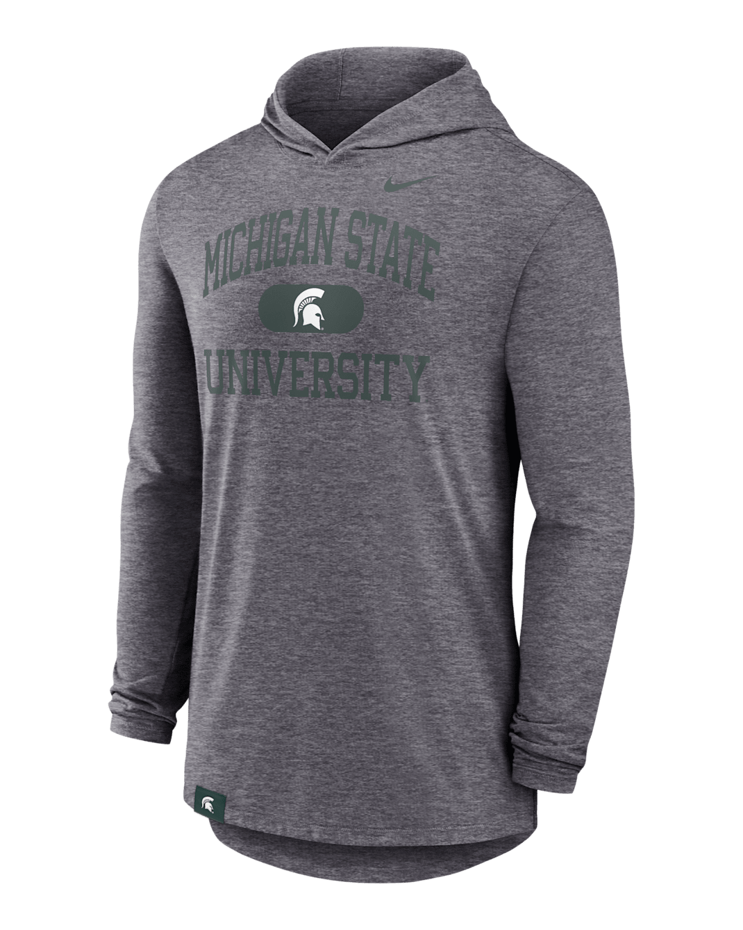 Michigan State Spartans Blitz Men's Nike Dri-FIT College Long-Sleeve Hooded T-Shirt - Grey Heather
