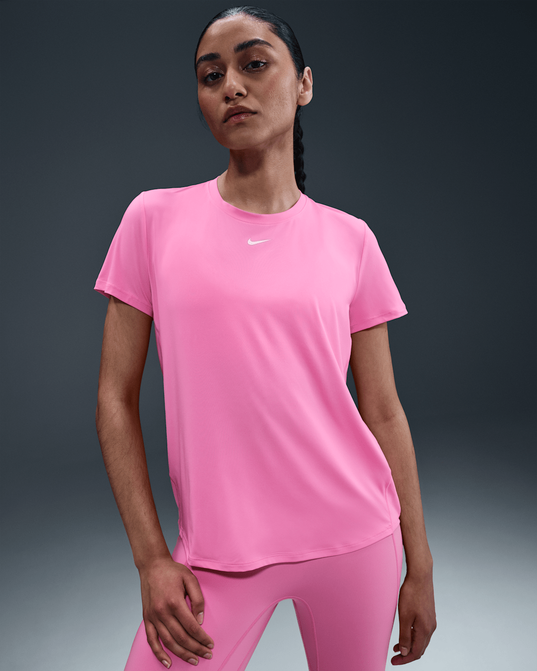 Nike One Classic Women's Dri-FIT Short-Sleeve Top - Playful Pink/White