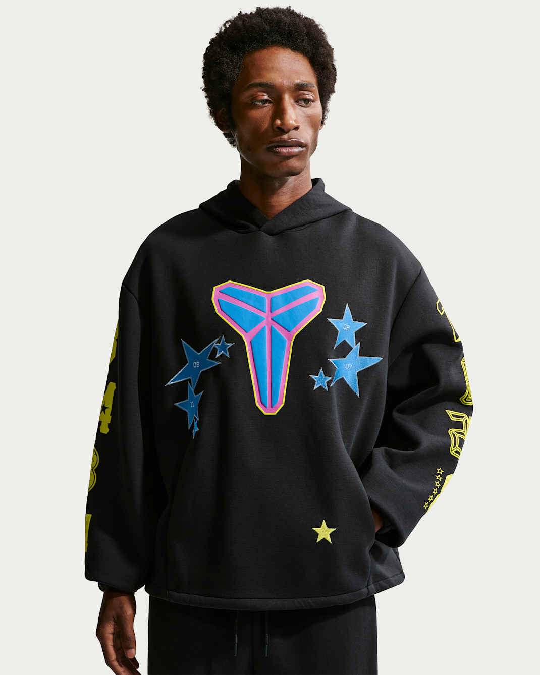 Sweat à capuche de basket en Fleece Kobe pour homme - Noir/Sonic Yellow/Light Photo Blue