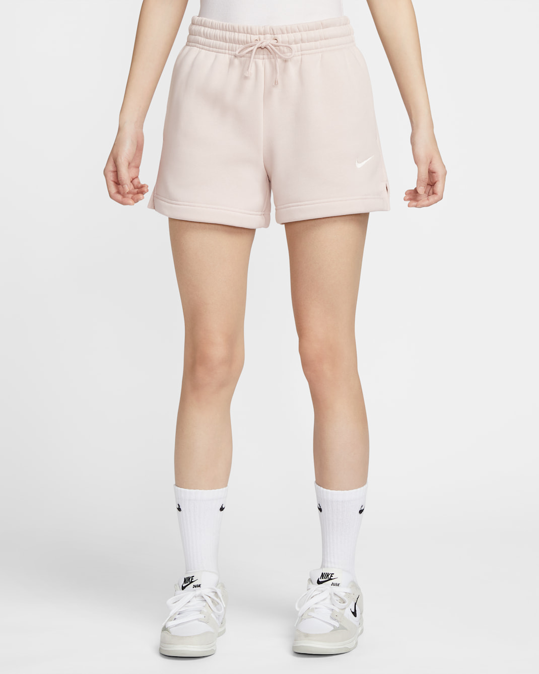 Nike Sportswear Phoenix Fleece 女款中腰 4" 短褲 - 暗粉紅/Sail