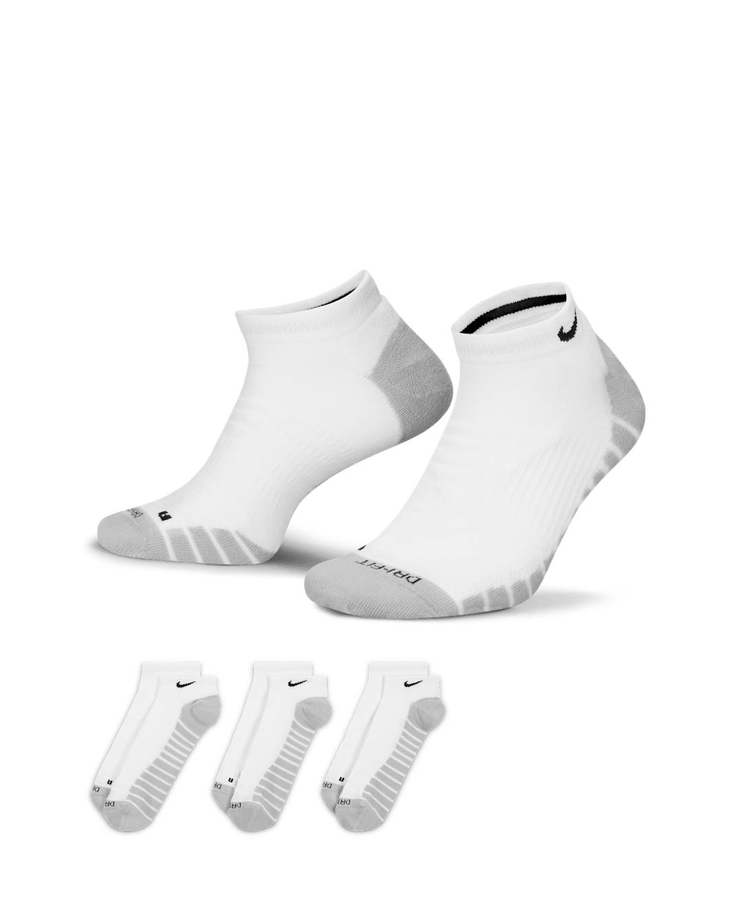 Nike Everyday Max Cushioned Training No-Show Socks (3 Pairs) - White/Wolf Grey/Black
