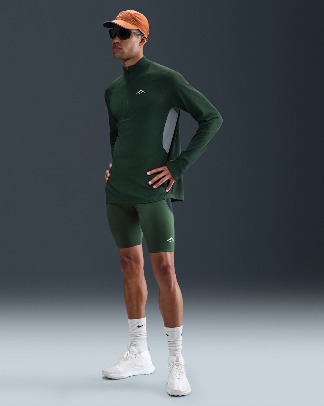 Nike Lava Loops Men's Dri-FIT ADV 1/2-Length Running Tights - Fir/Obsidian/Ochre/Summit White