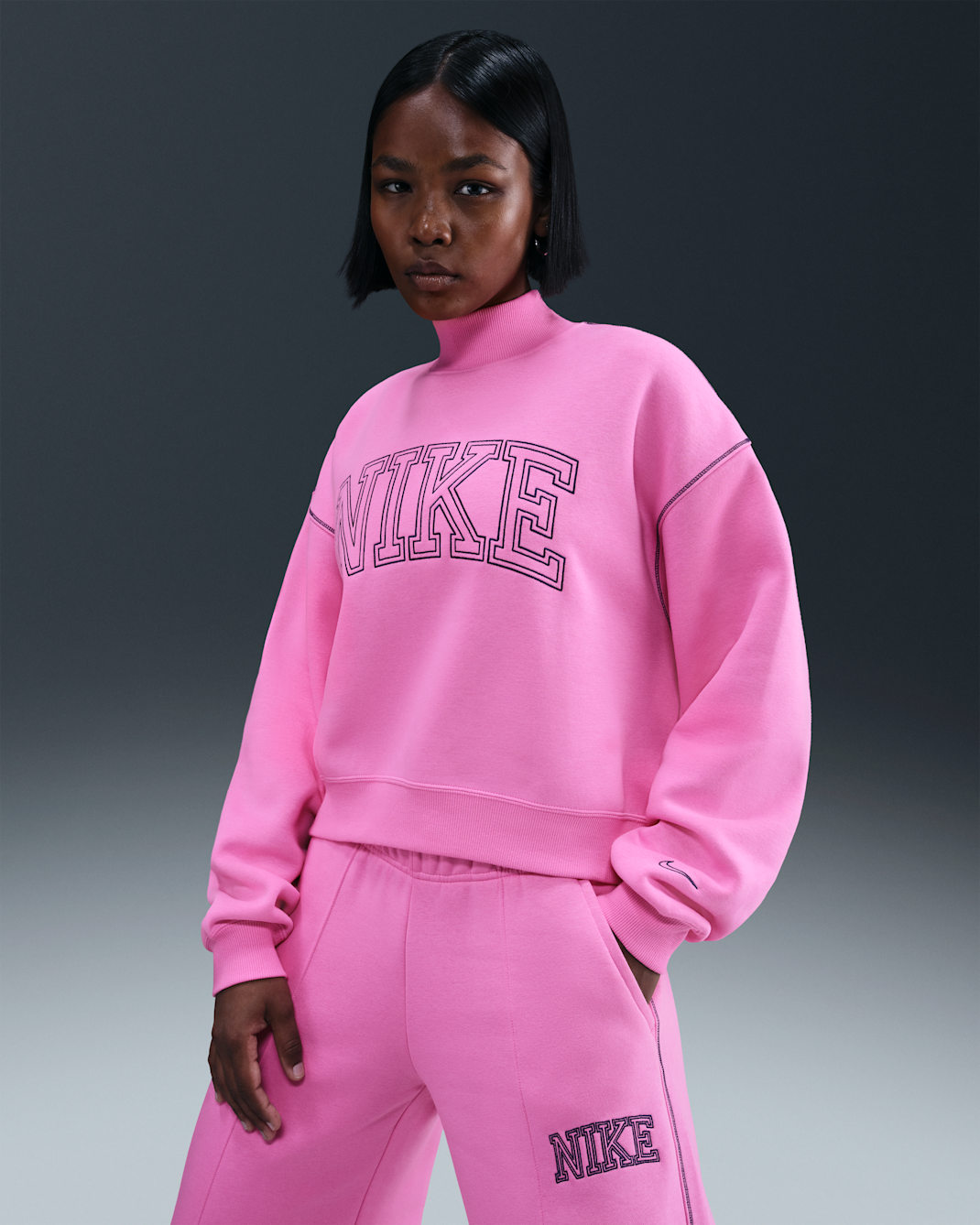 Nike Sportswear Phoenix Fleece Women's Mock-Neck Sweatshirt - Playful Pink