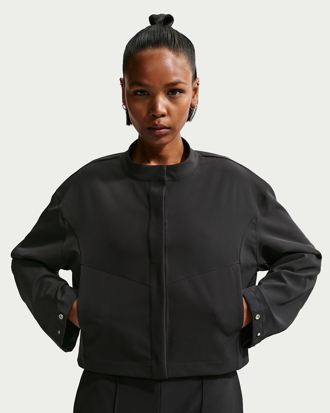 Nike 24.7 PerfectStretch Women's Dri-FIT Loose-Fit Cropped Jacket - Black/Black/Dark Smoke Grey