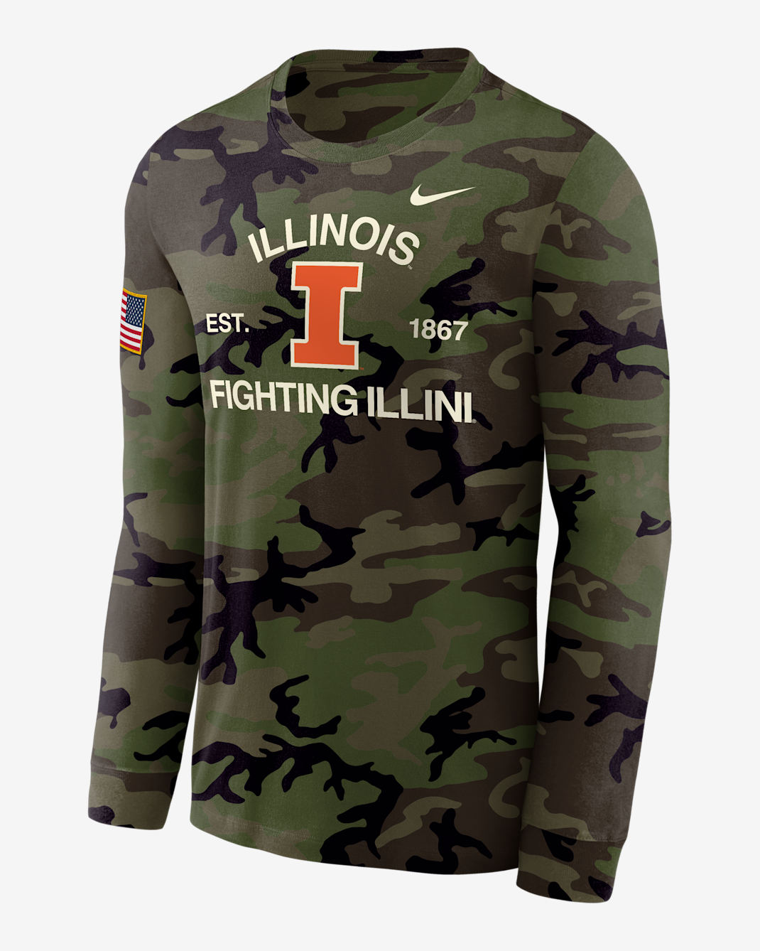 Illinois Fighting Illini Legend Men's Nike Dri-FIT Long-Sleeve T-Shirt - Medium Olive/Camo Green