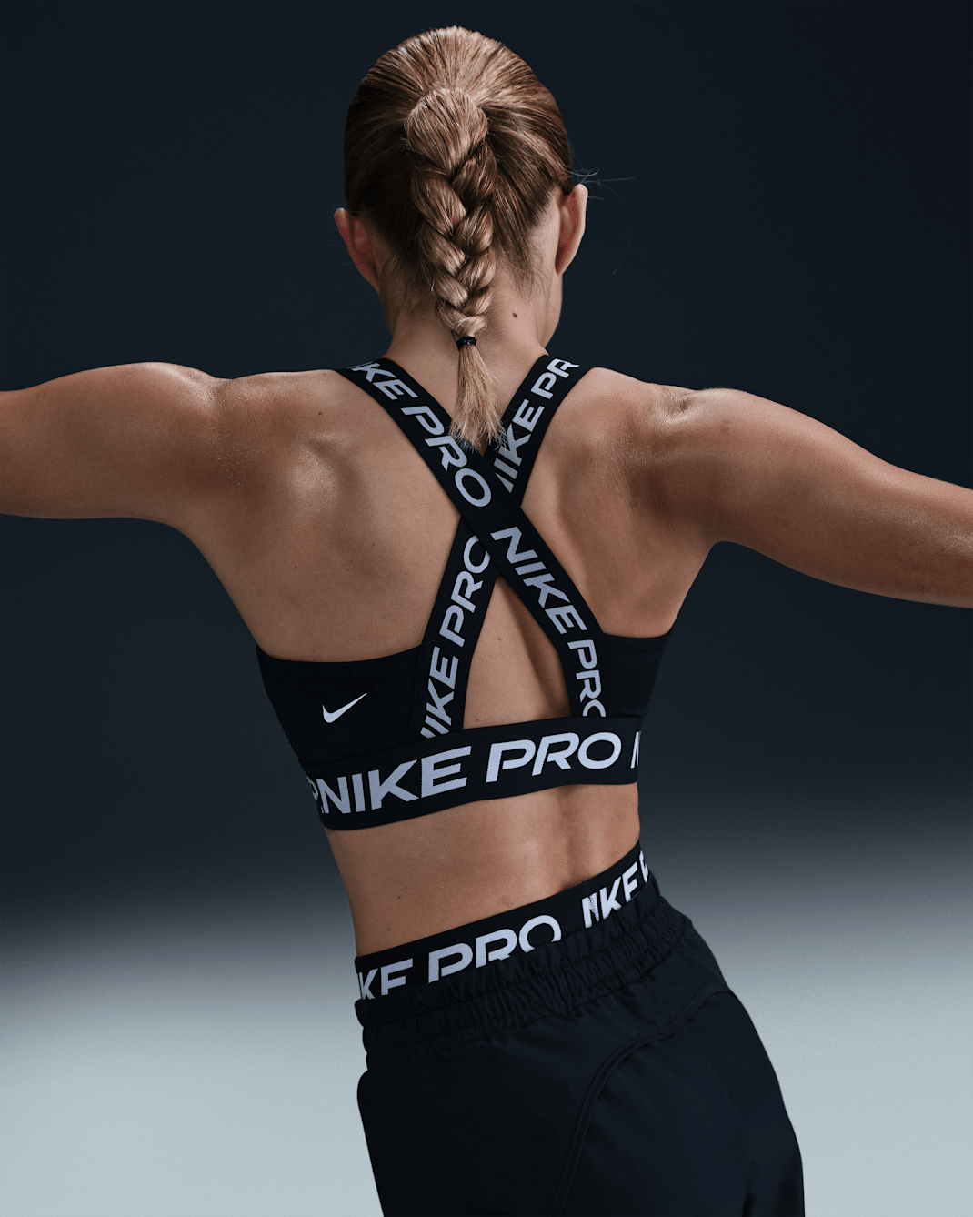 Bra deportivo de baja sujeción sin almohadilla para mujer Nike Pro - Negro/Negro/Blanco