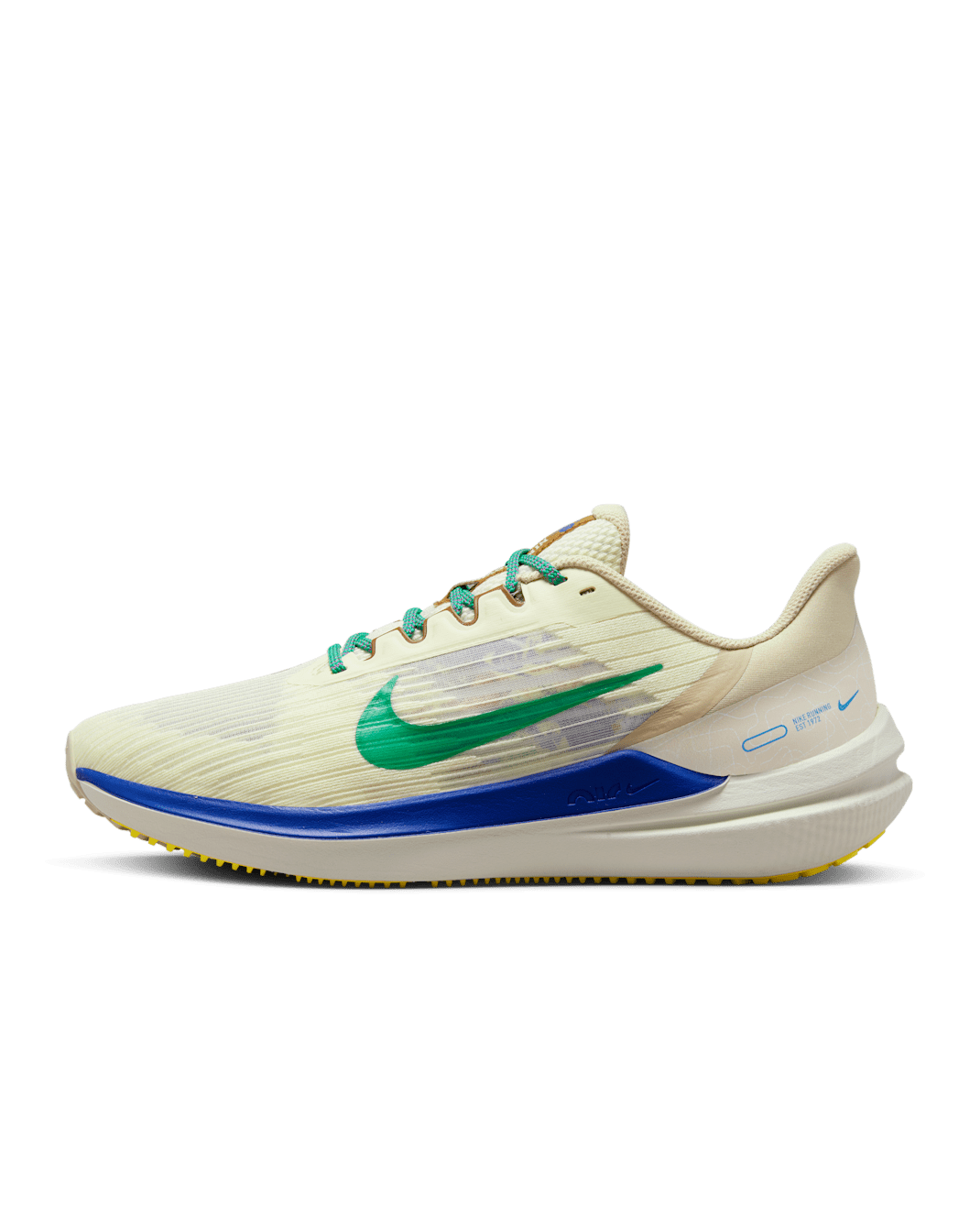 Nike Winflo 9 Premium 男款路跑鞋 - Coconut Milk/Sanddrift/Racer Blue/Stadium Green