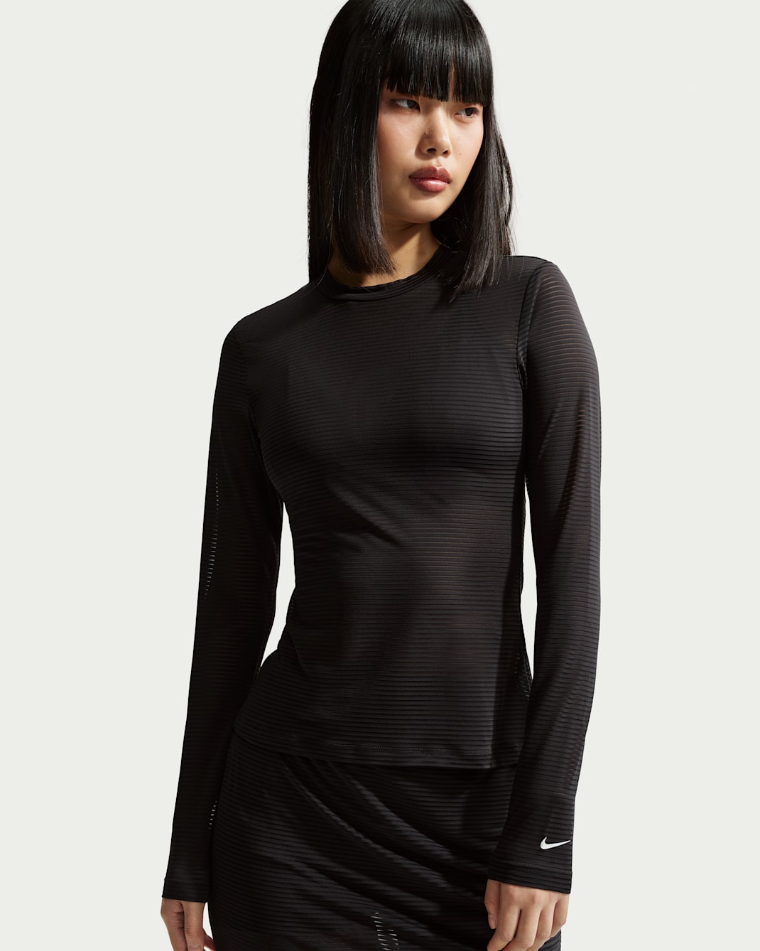 Nike Sportswear Women's Tight Long-Sleeve Sheer Top - Black/Sail