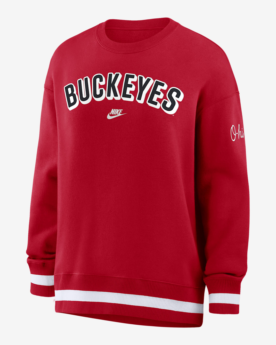 Sudadera de cuello redondo sin cierre oversized universitaria Nike para mujer Ohio State Legacy Phoenix - Rojo universitario