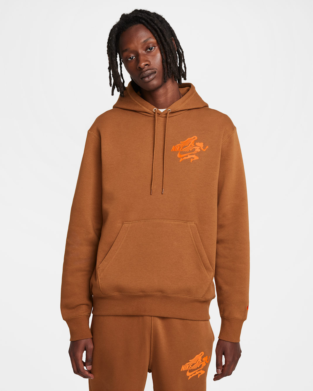 Nike Sportswear Club Men's Hoodie - Light British Tan/Light British Tan/Safety Orange