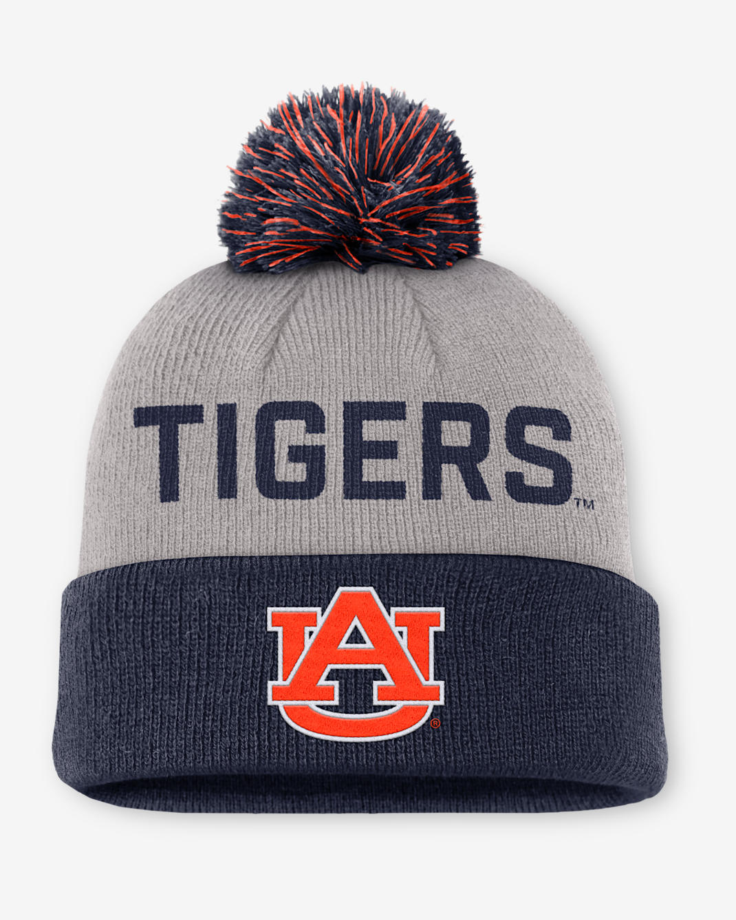 Auburn Primetime Peak Men's Nike College Cuffed Pom Beanie - Grey