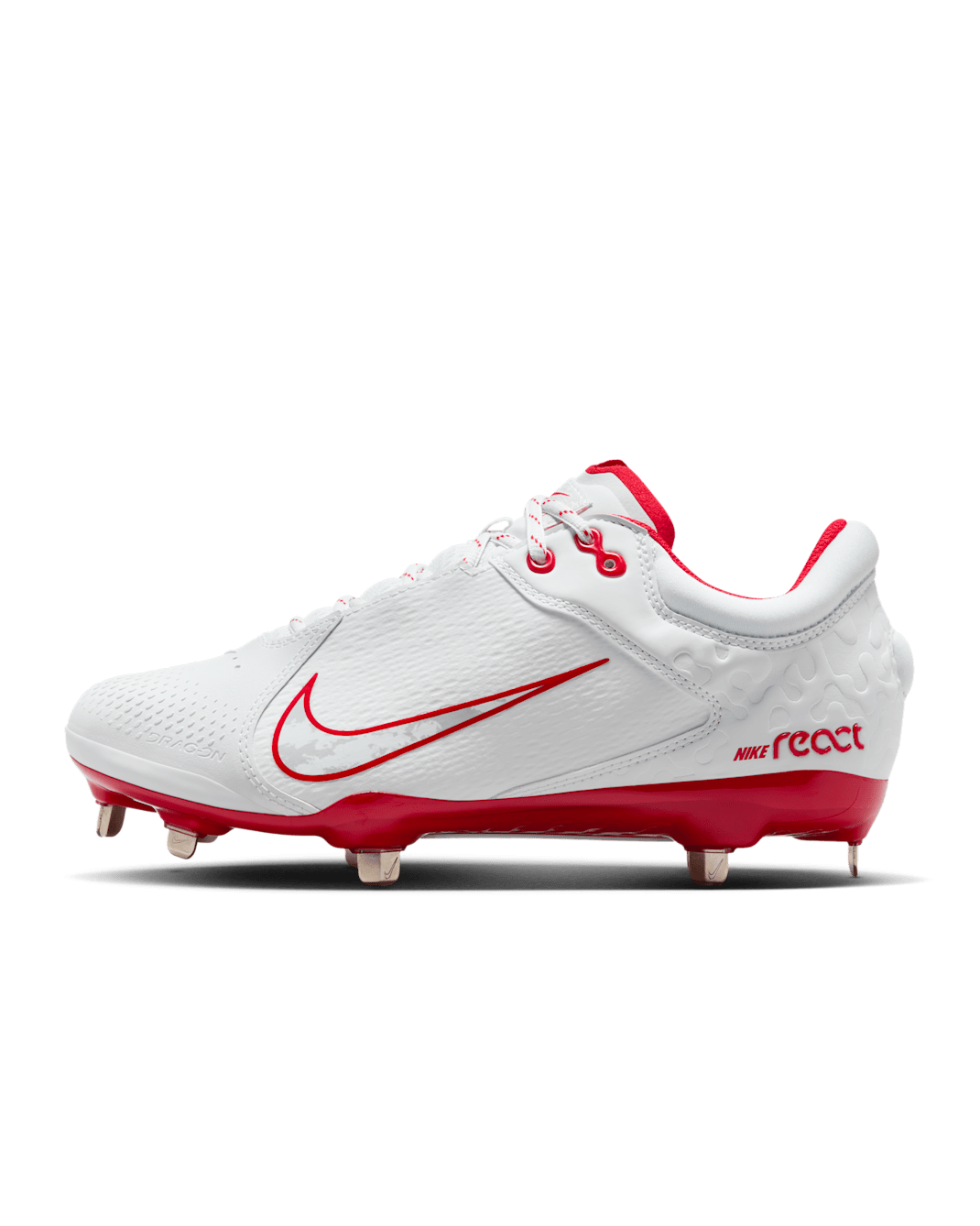 Nike Hyperdiamond 4 Elite Women's Softball Cleats - White/Pure Platinum/University Red