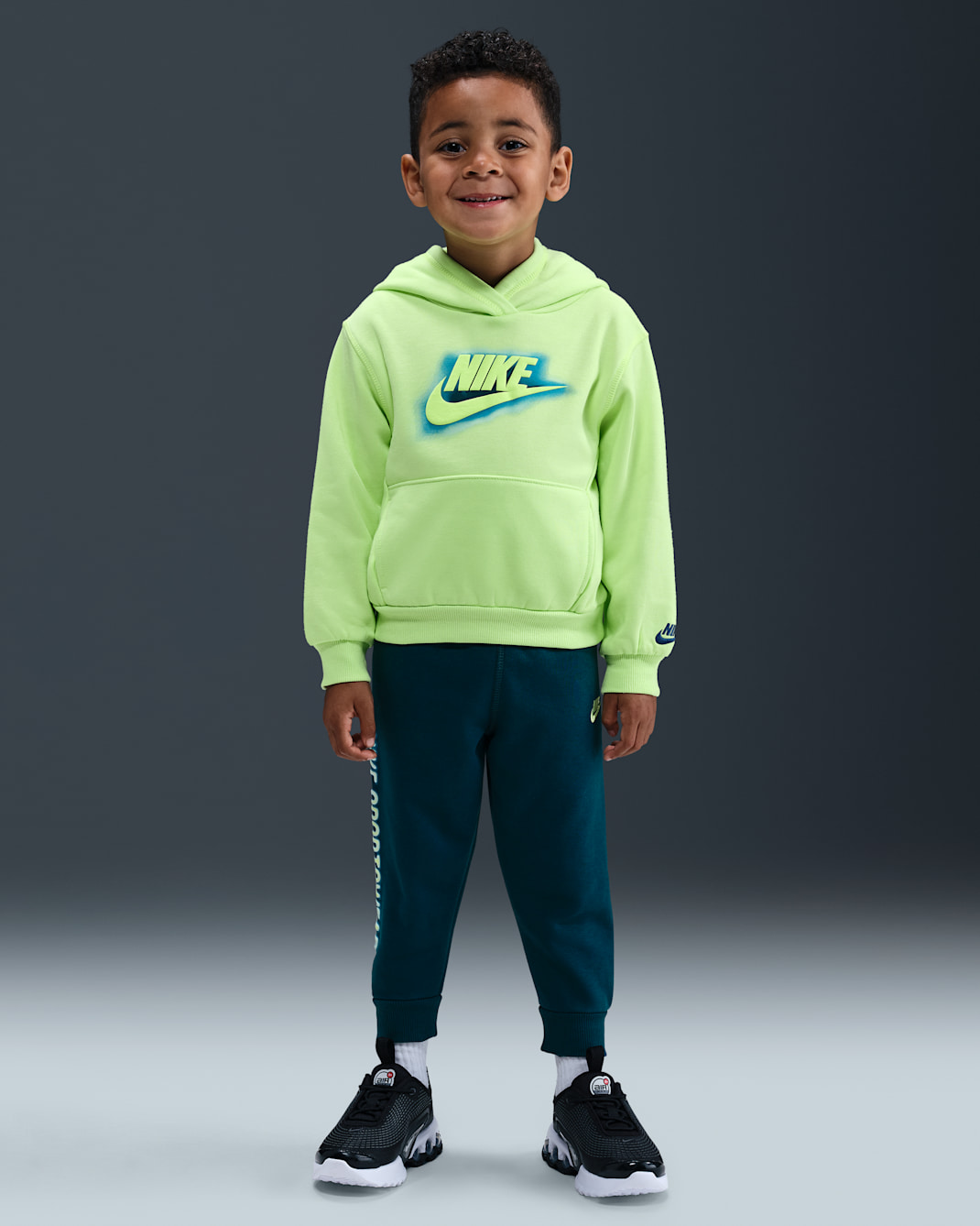 Conjunto de 2 piezas de sudadera con gorro de tejido Fleece ligero infantil Nike Glow With Me - Azul fuerza