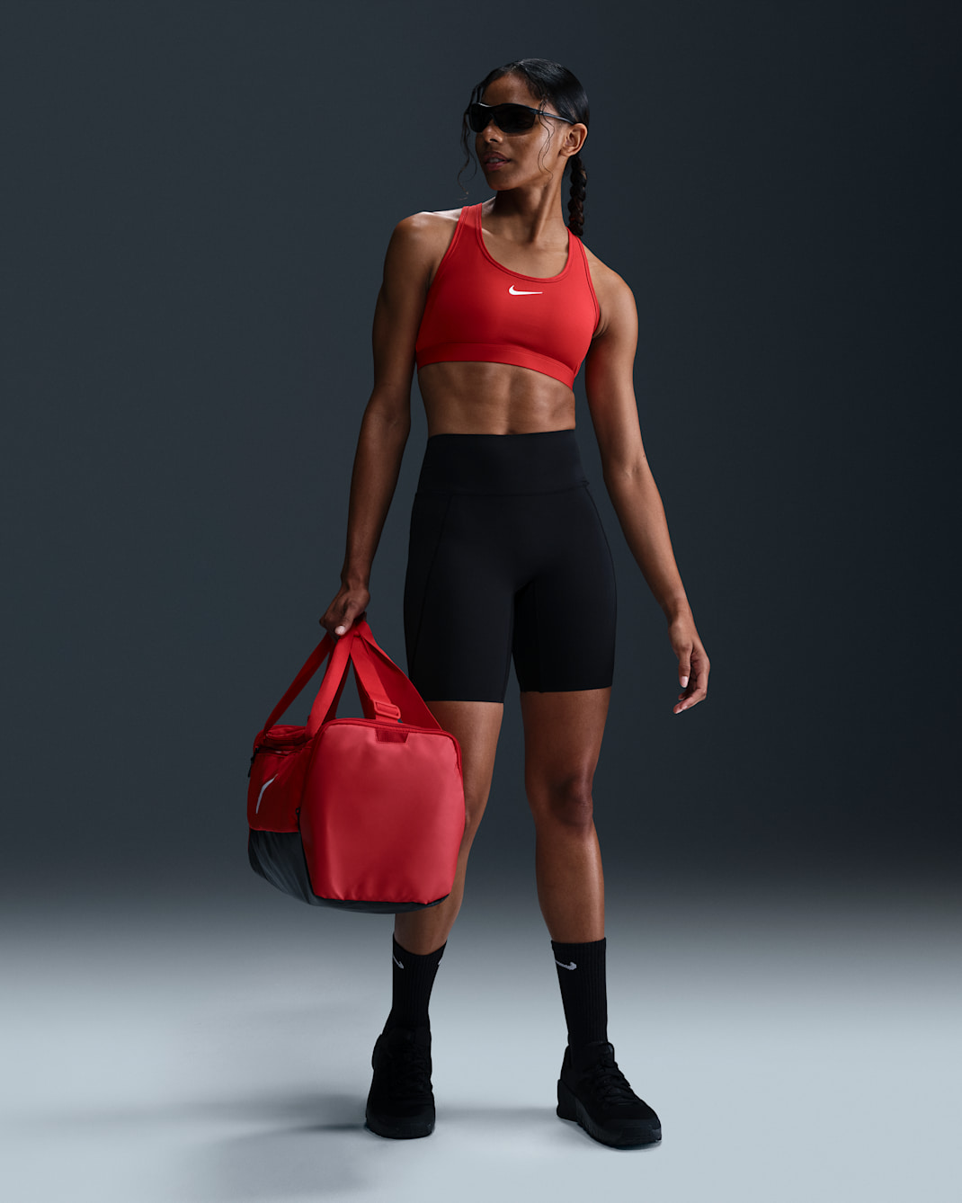 Nike Universa Women's High-Waisted 20.5cm (approx.) Biker Shorts with No Front Seam - Black/Anthracite/Dark Smoke Grey