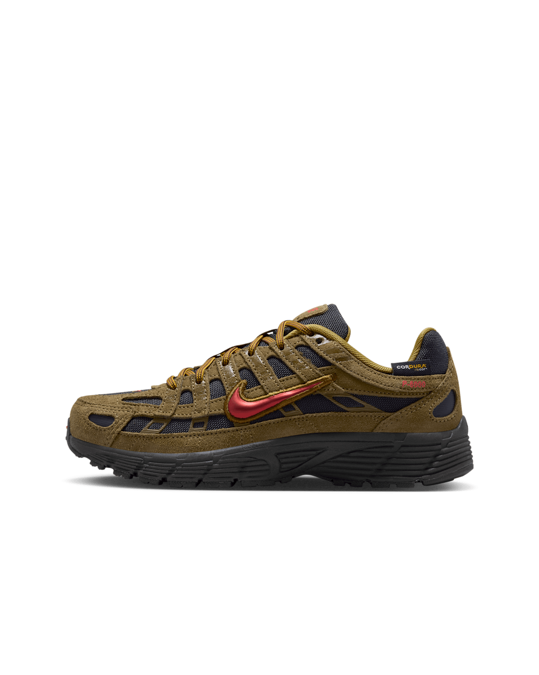 Nike P-6000 Premium Older Kids' Shoes - Olive Flak/Black/Quantum Moss/Picante Red