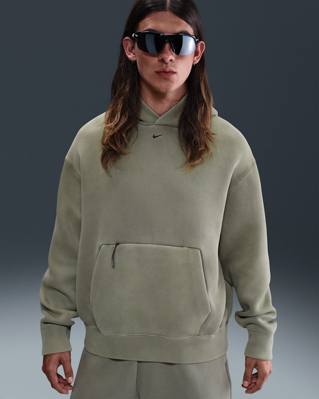 Nike Tech Men's Fleece Hoodie - Light Army/Black