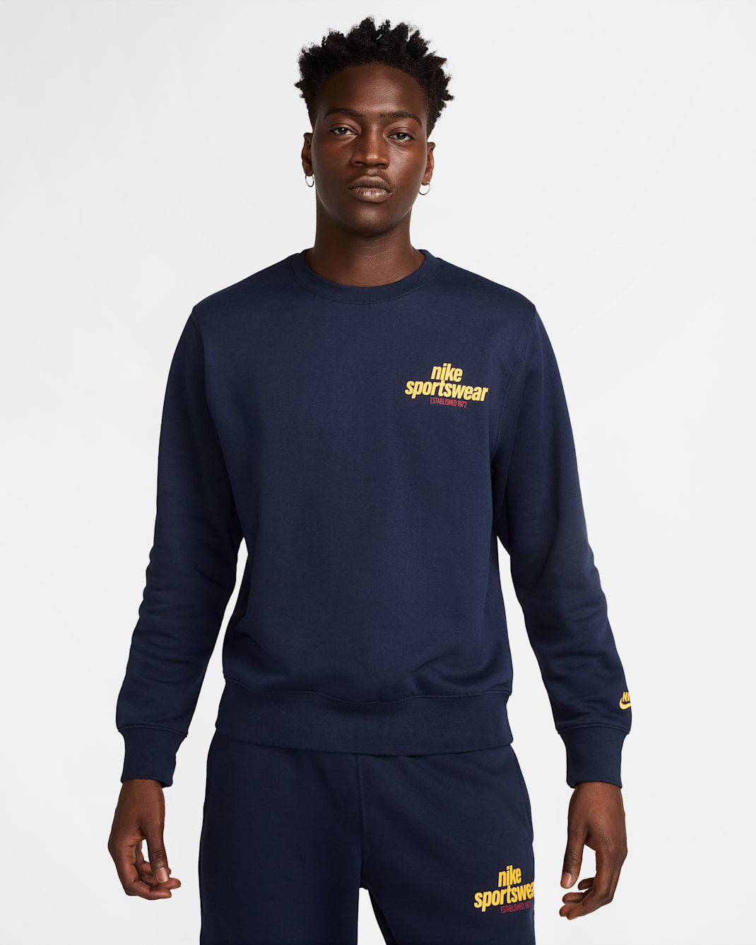 Nike Club Men's Fleece Crew - Obsidian/Obsidian/University Gold