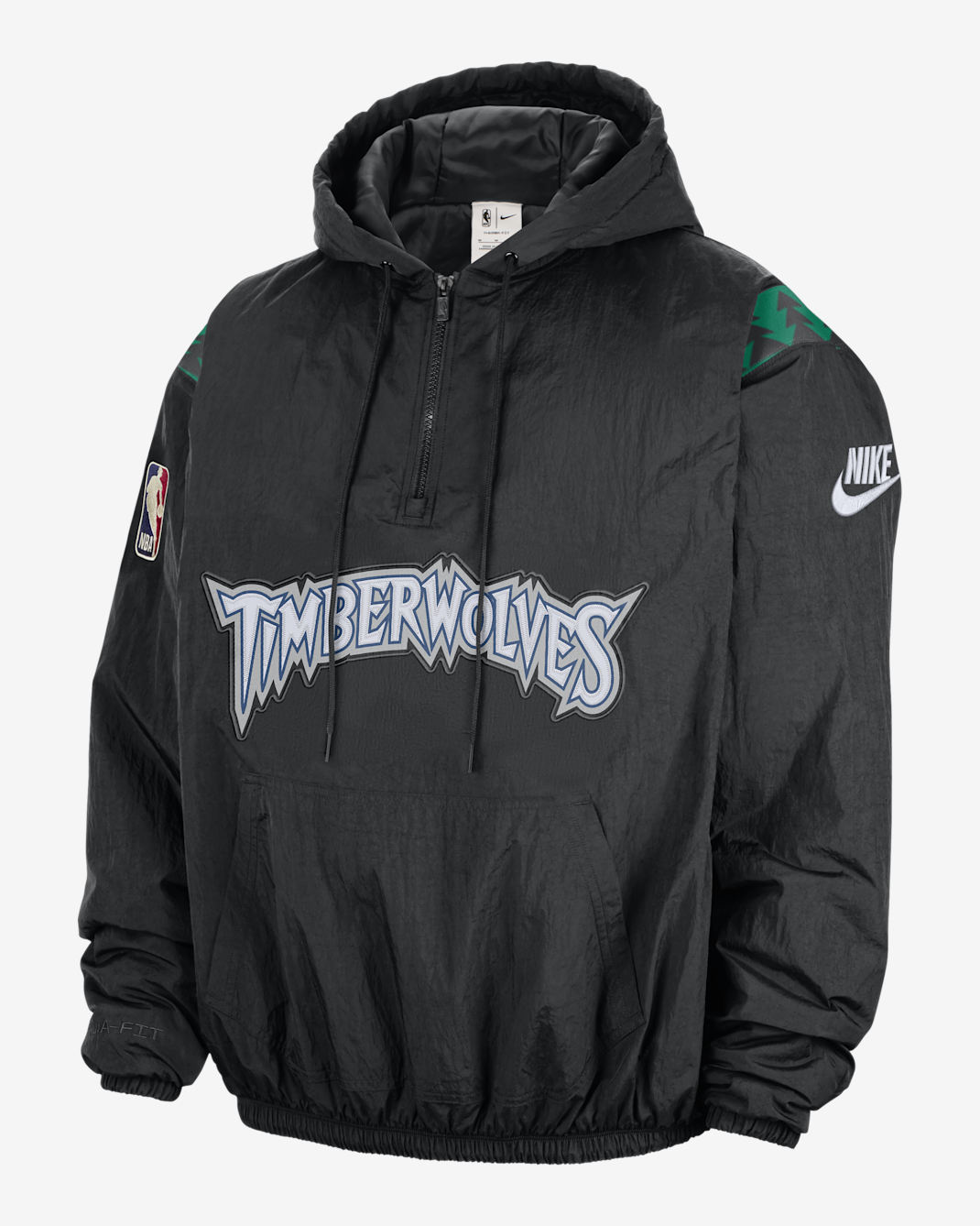 Minnesota Timberwolves Hardwood Clasics Men's Nike Therma-FIT NBA 1/2-Zip Hoodie - Black/Black