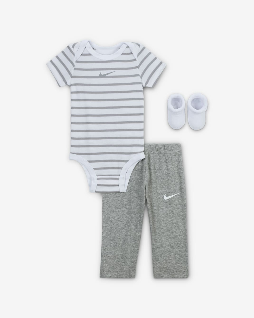 Nike Baby Bodysuit, Pants, and Terry Socks 3-Piece Set - Dark Grey Heather