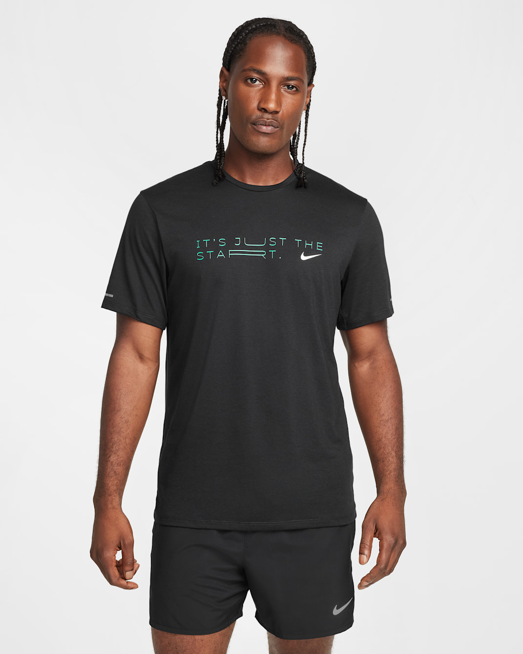 Playera de correr de manga corta Dri-FIT para hombre Nike Rise 365 "Kipchoge" - Negro/Verde estadio