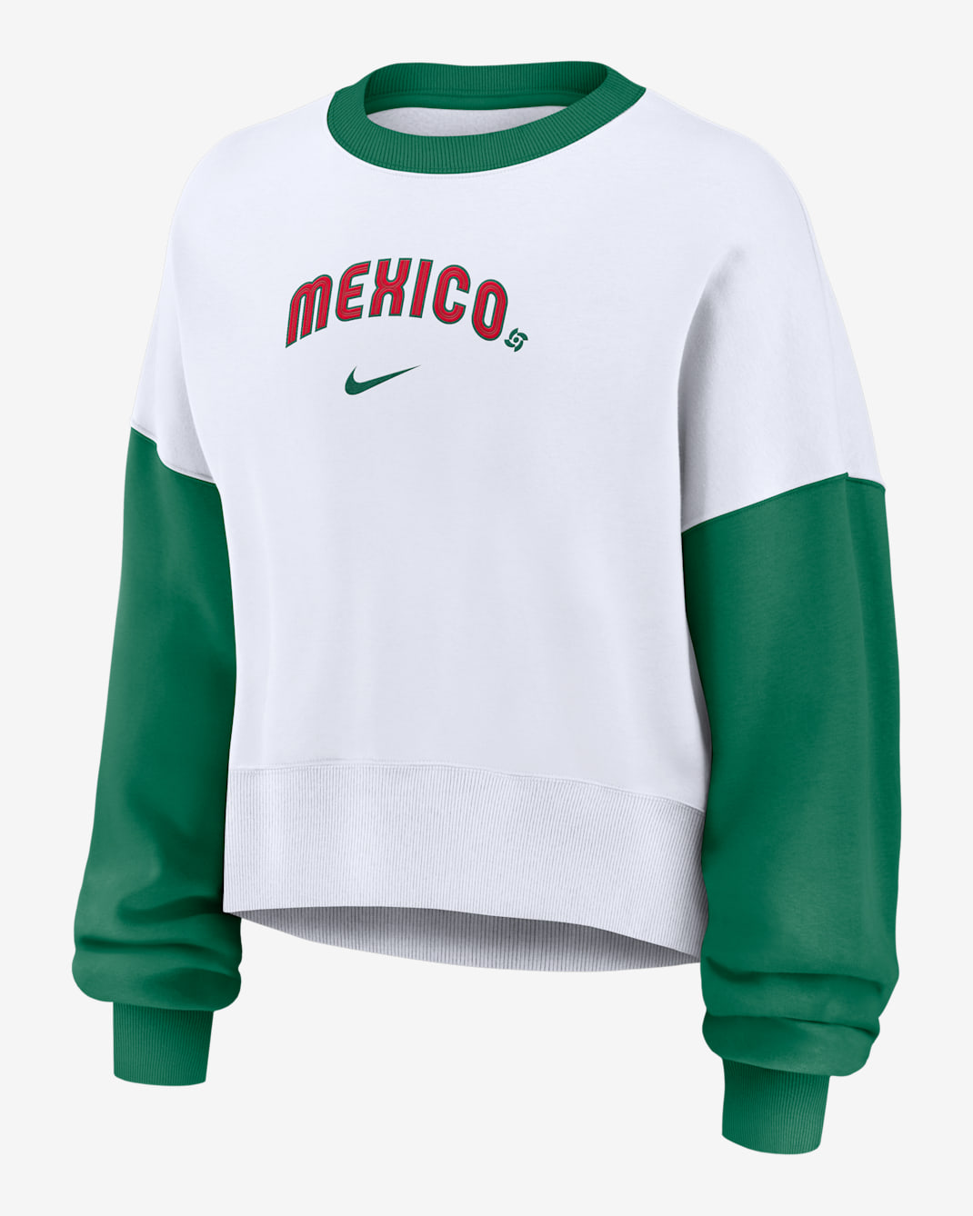 Sudadera de cuello redondo sin cierre Nike para mujer Mexico National Baseball Team 2026 World Baseball Classic - Blanco/Verde Kelly