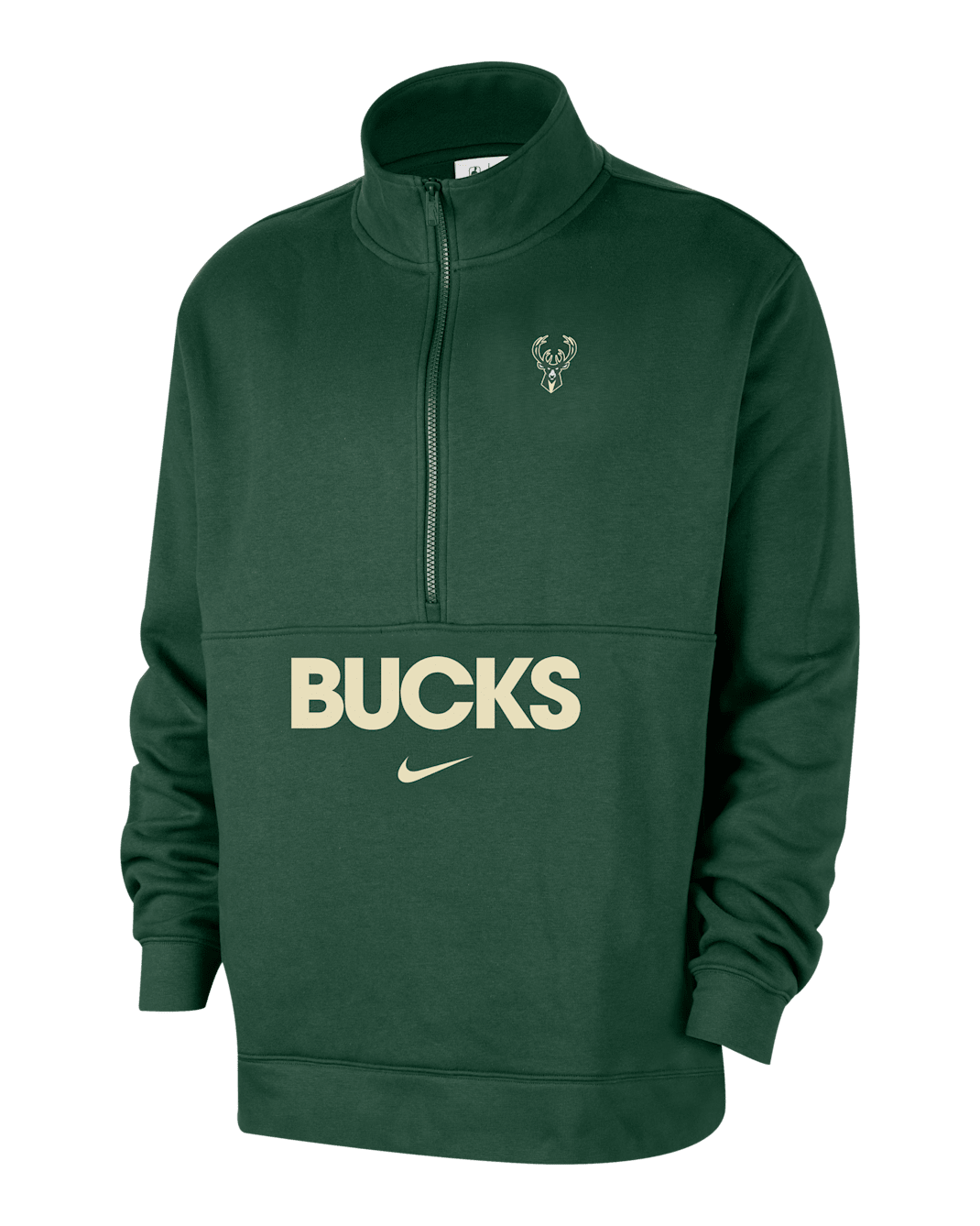 Milwaukee Bucks Club Courtside Men's Nike NBA 1/2-Zip Top - Fir/Flat Opal