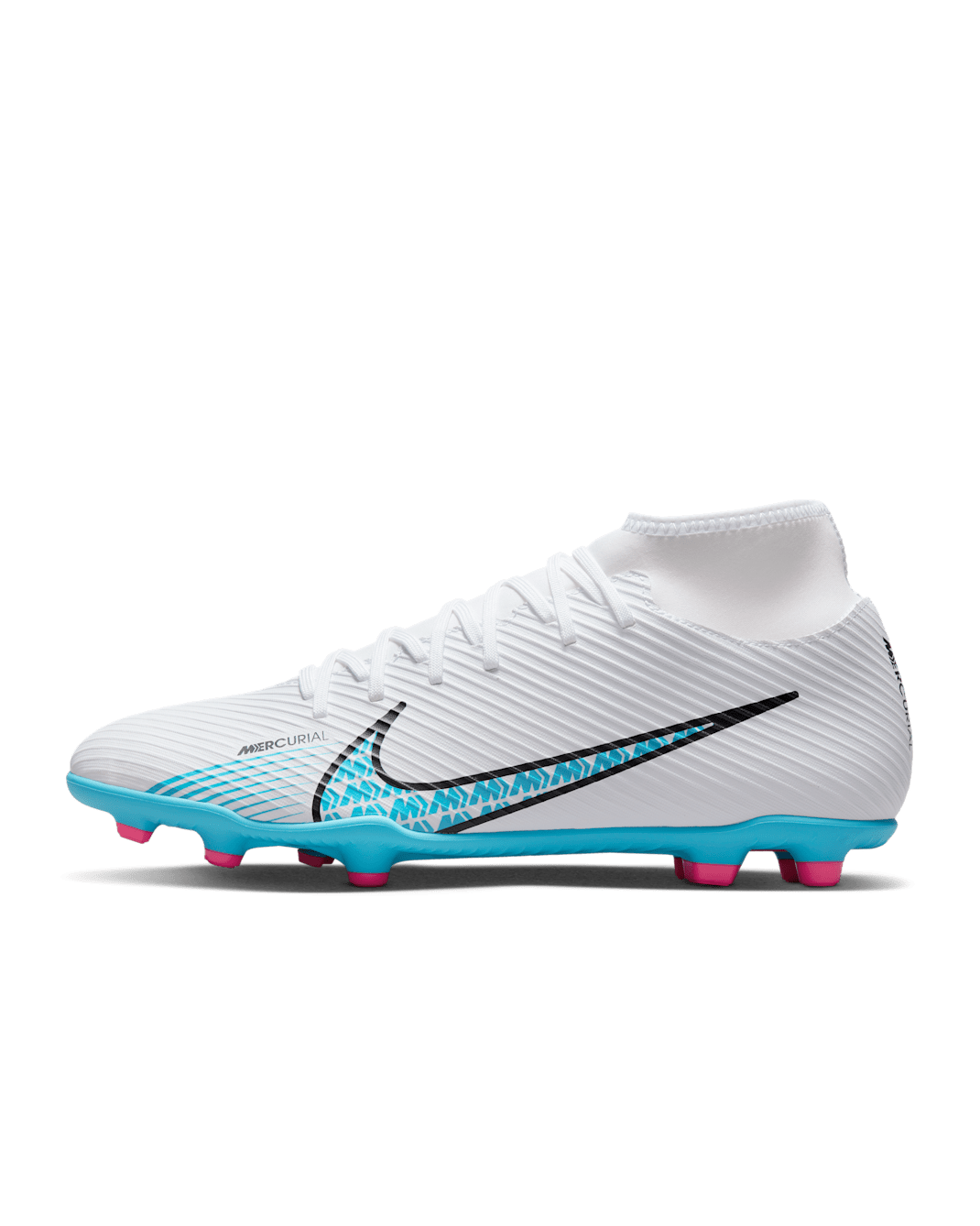 Nike Mercurial Superfly 9 Club Multi-Ground High-Top Football Boot - White/Pink Blast/Baltic Blue