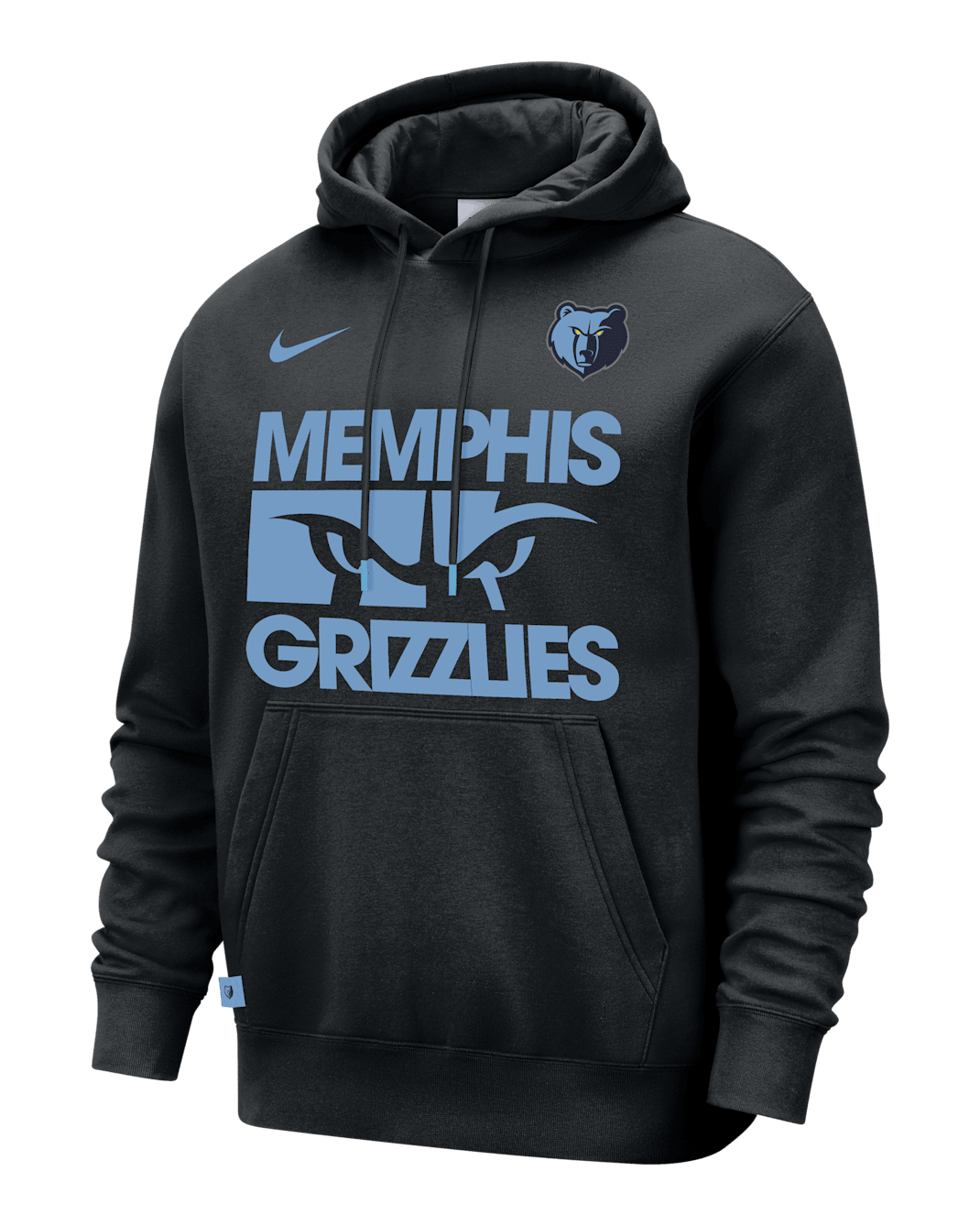 Sudadera con gorro sin cierre Nike de la NBA para hombre Memphis Grizzlies Club Courtside - Negro/Azul claro