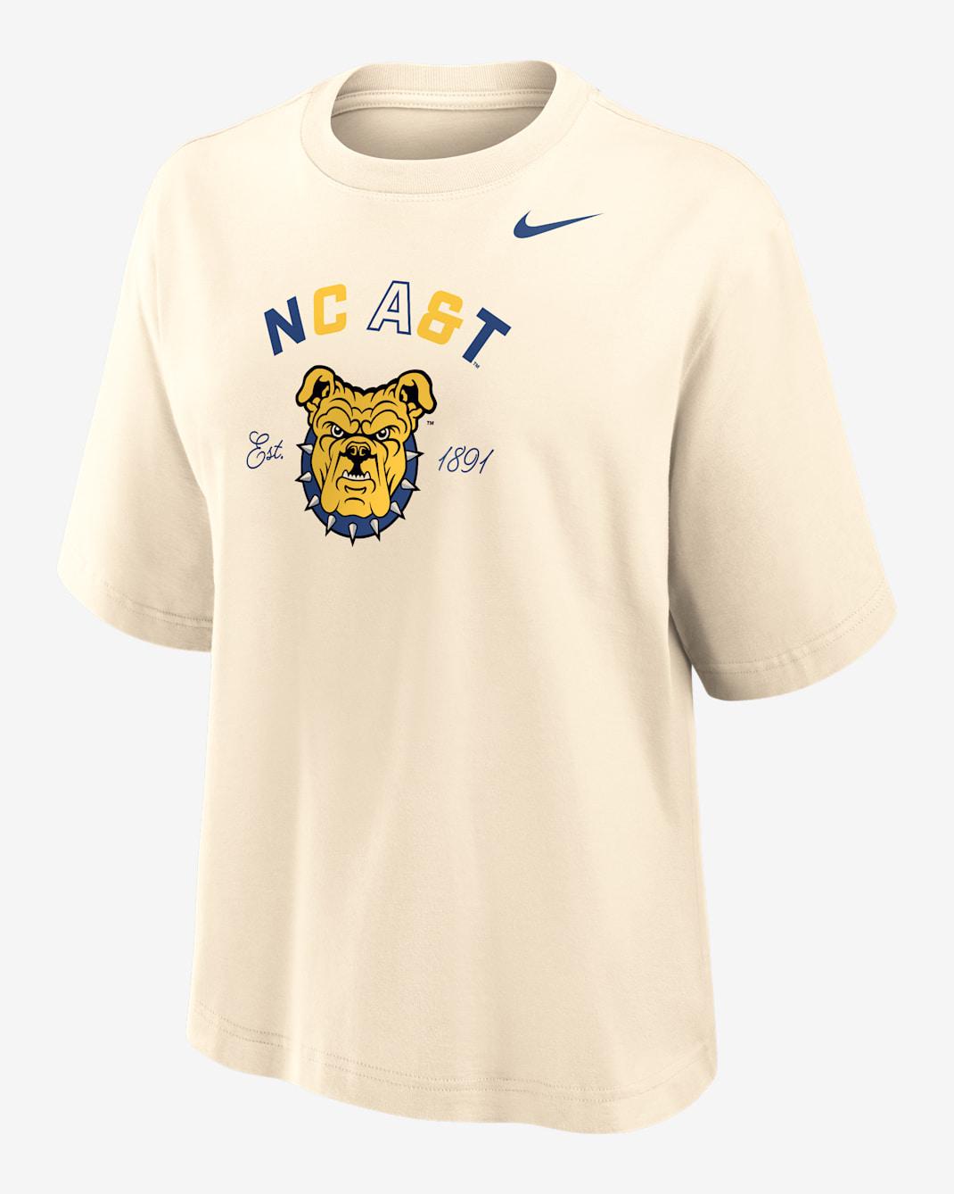 Nike College (North Carolina A&T University) Women's Boxy Cotton T-Shirt - Natural