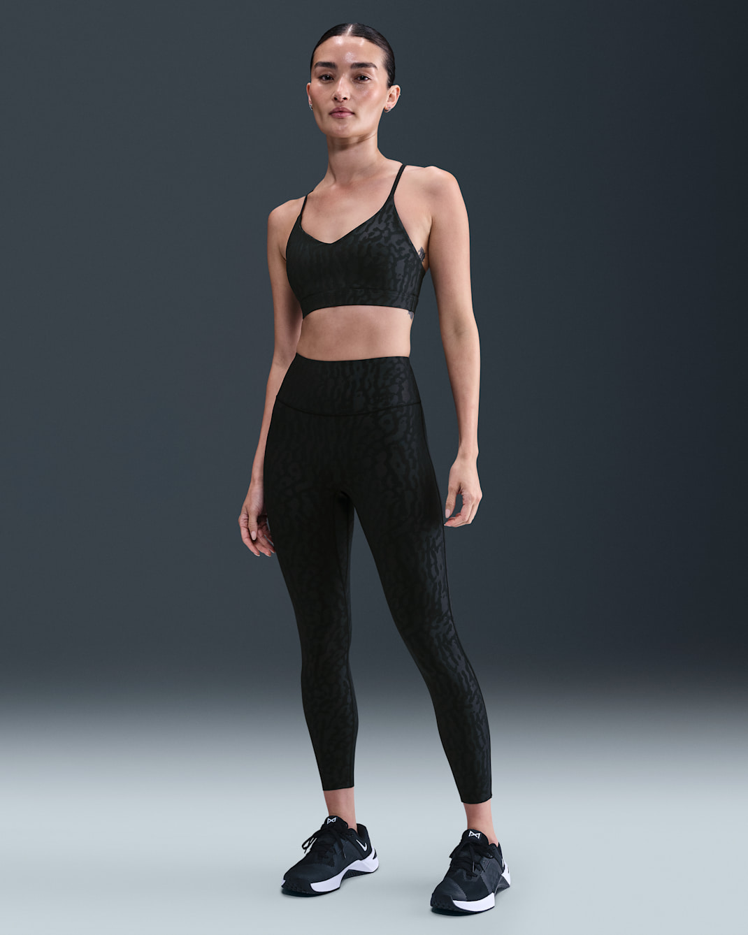 Nike Universa 女款正面無縫線高腰九分內搭褲 - 黑色/Anthracite/Dark Smoke Grey