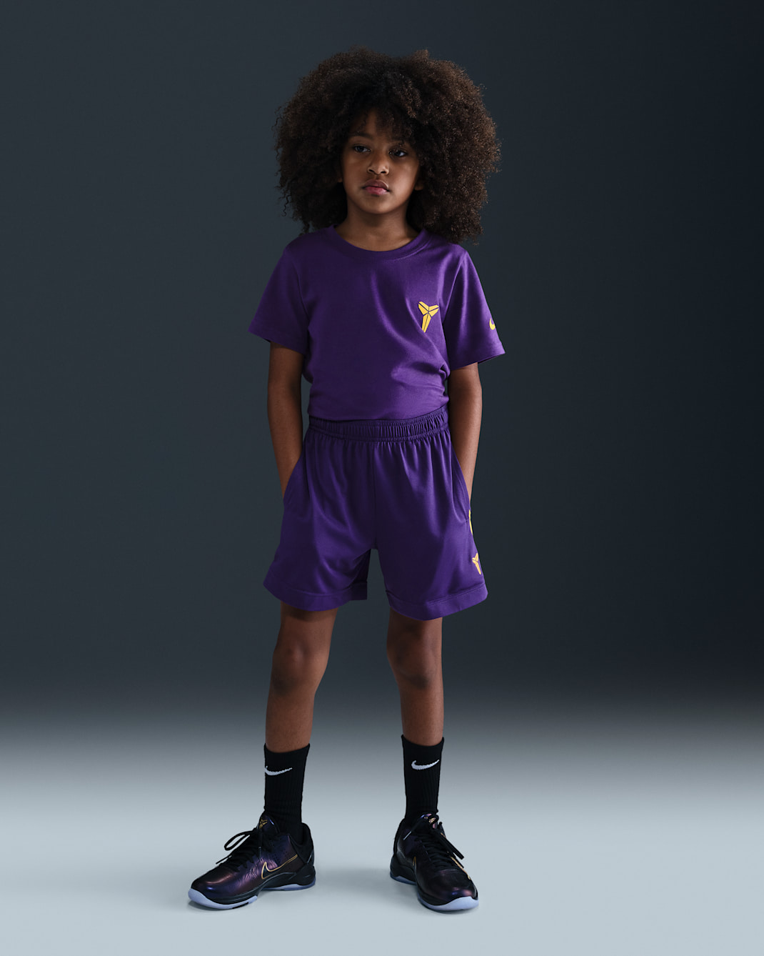 Kobe Older Kids' Dri-FIT Shorts - Court Purple/University Gold/University Gold