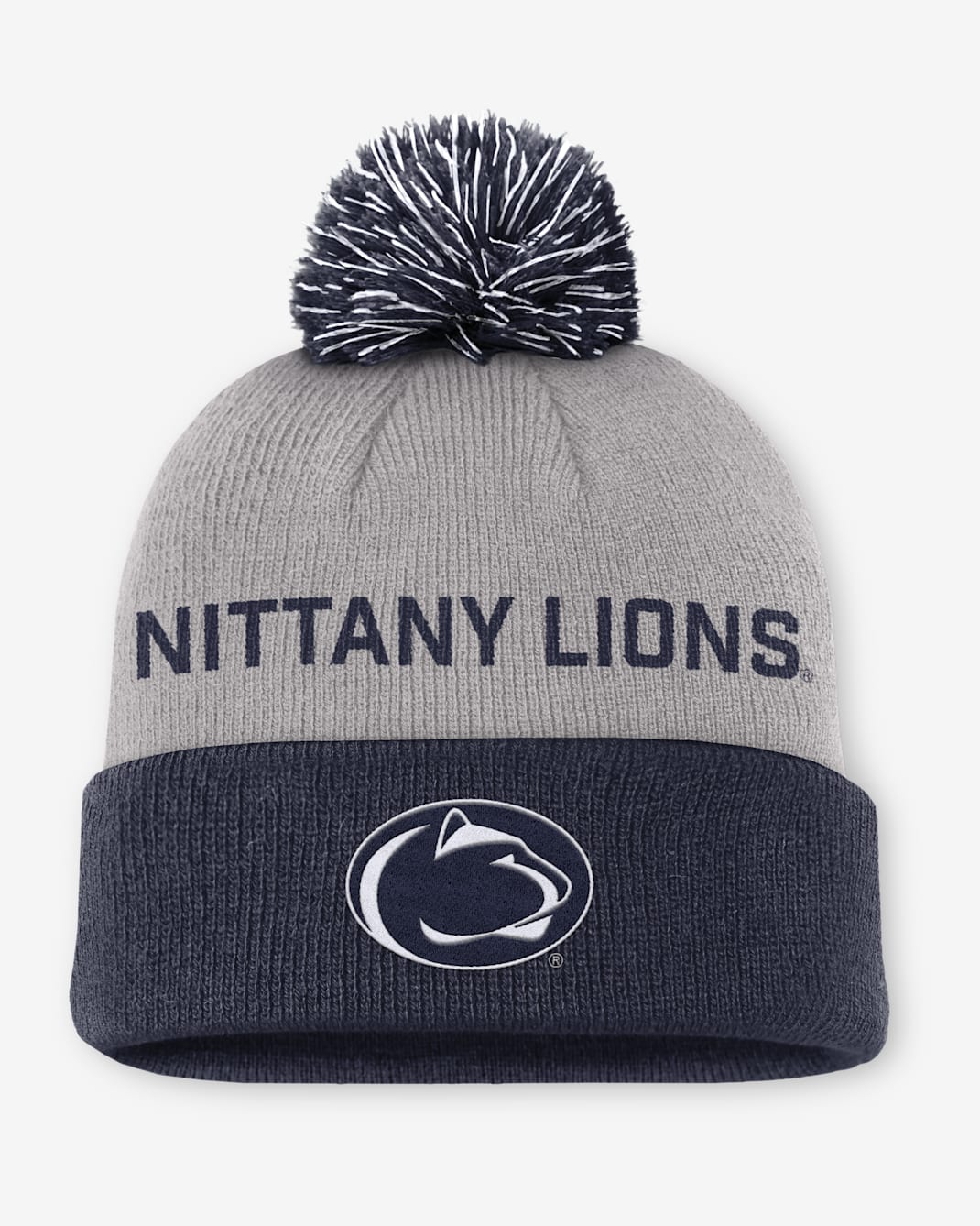 Penn State Primetime Peak Men's Nike College Cuffed Pom Beanie - Grey