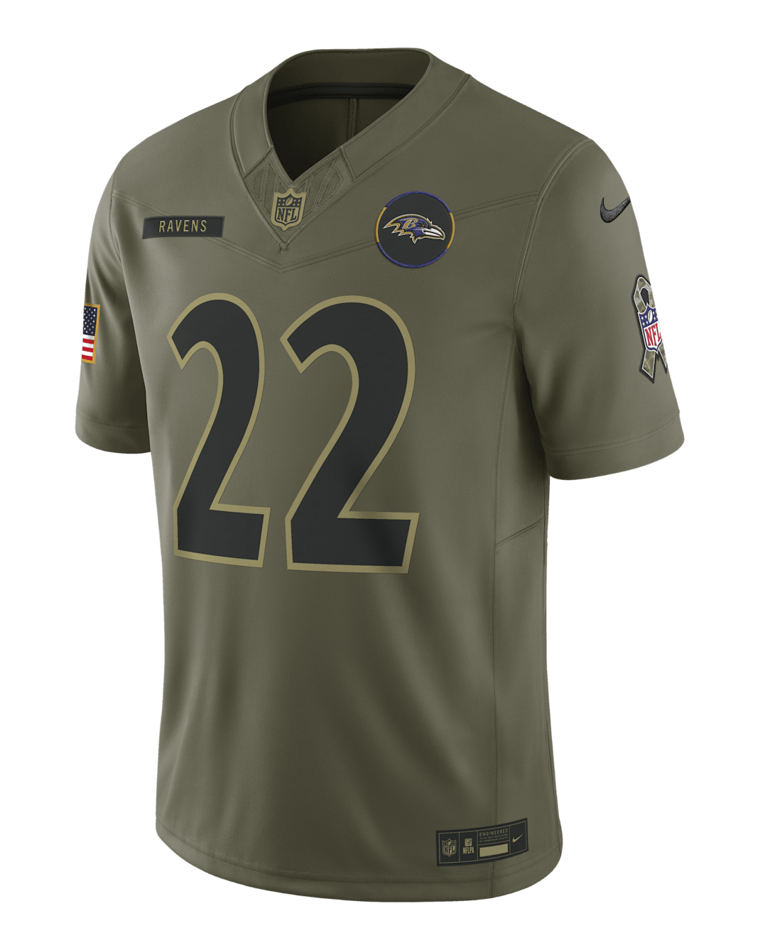 Jersey Nike Dri-FIT de la NFL Limited para hombre Derrick Henry Baltimore Ravens Salute to Service - Oliva