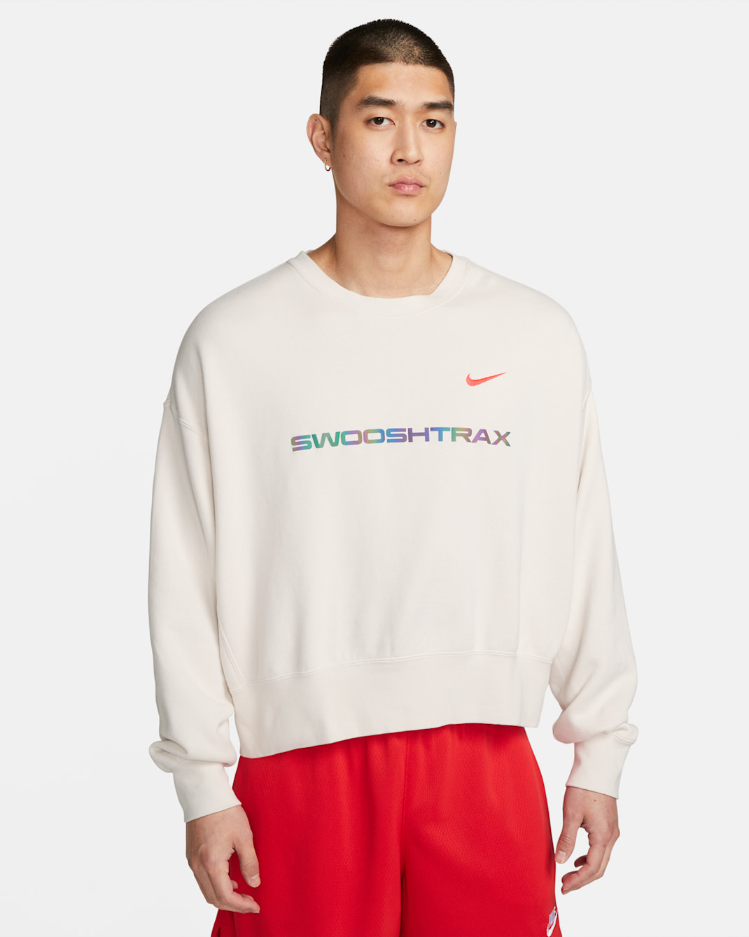 Nike Sportswear Trend Men's Fleece Crew - Phantom/Black/Bright Crimson