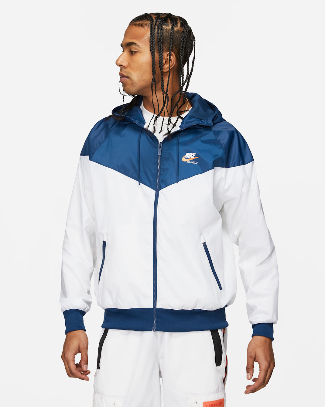 Nike Sportswear Heritage Essentials Windrunner Men's Hooded Woven Jacket - White/Coastal Blue