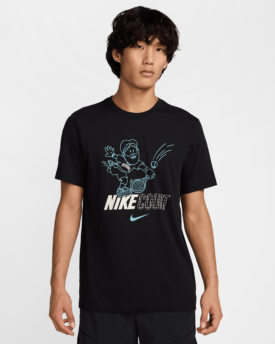 나이키코트 남성 드라이 핏 테니스 티셔츠 - 블랙
