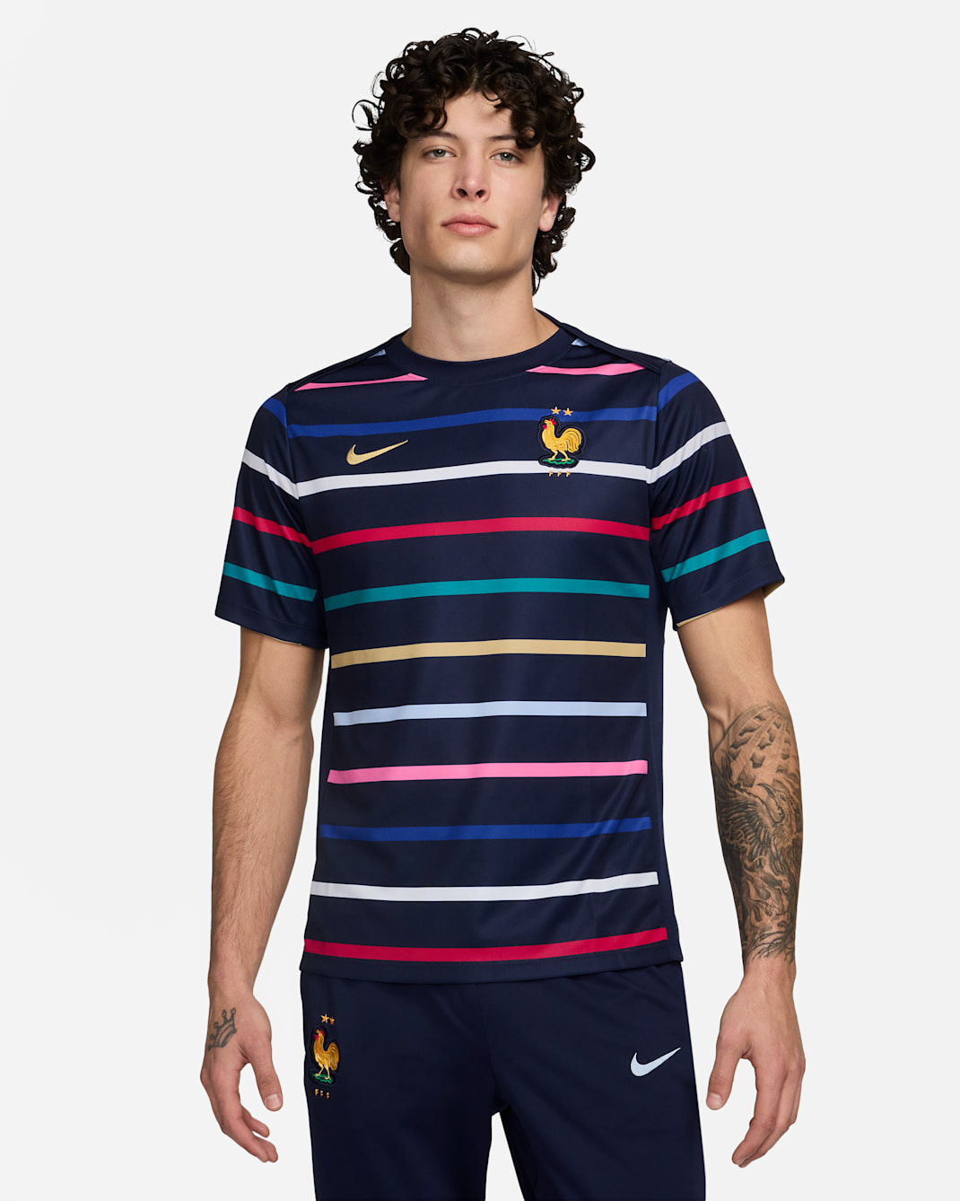 FFF Academy Pro Home Men's Nike Dri-FIT Football Pre-Match Top - Blackened Blue/Club Gold