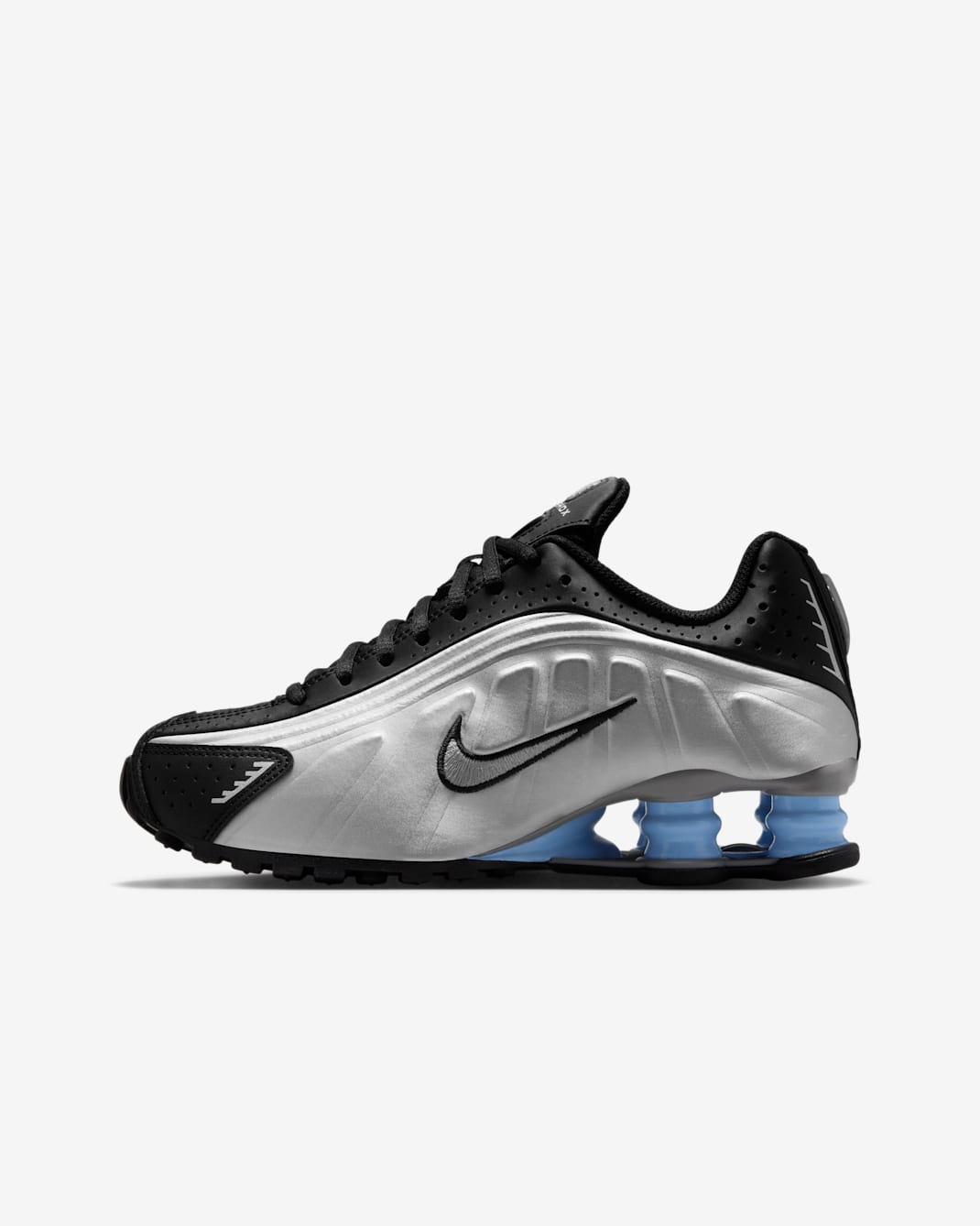 Nike Shox R4 大童鞋款 - Metallic Silver/黑色/Psychic Blue/Metallic Silver