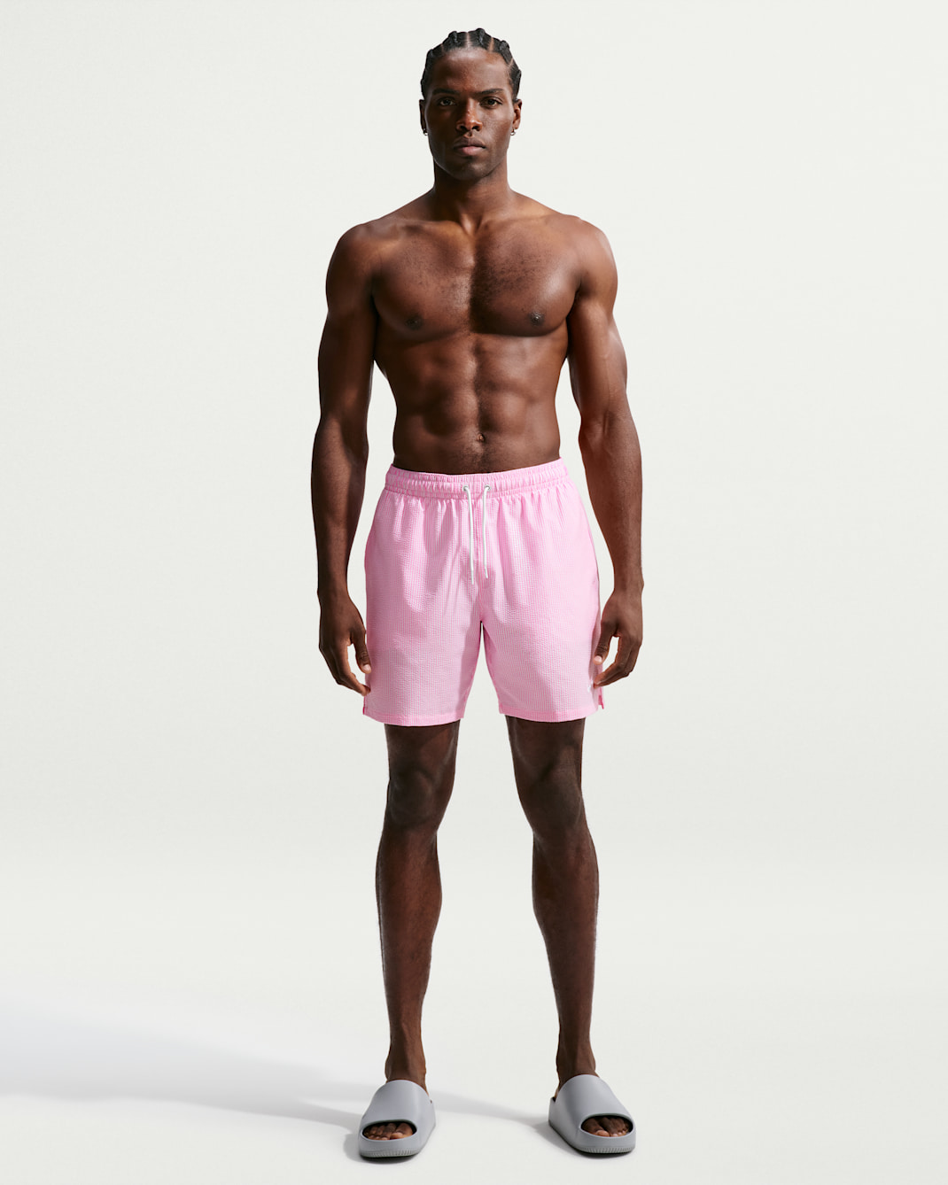 Shorts de playa o alberca de 18 cm totalmente forrados para hombre Nike Swim Voyage PRM - Rosa resplandor/Blanco/Blanco/Blanco