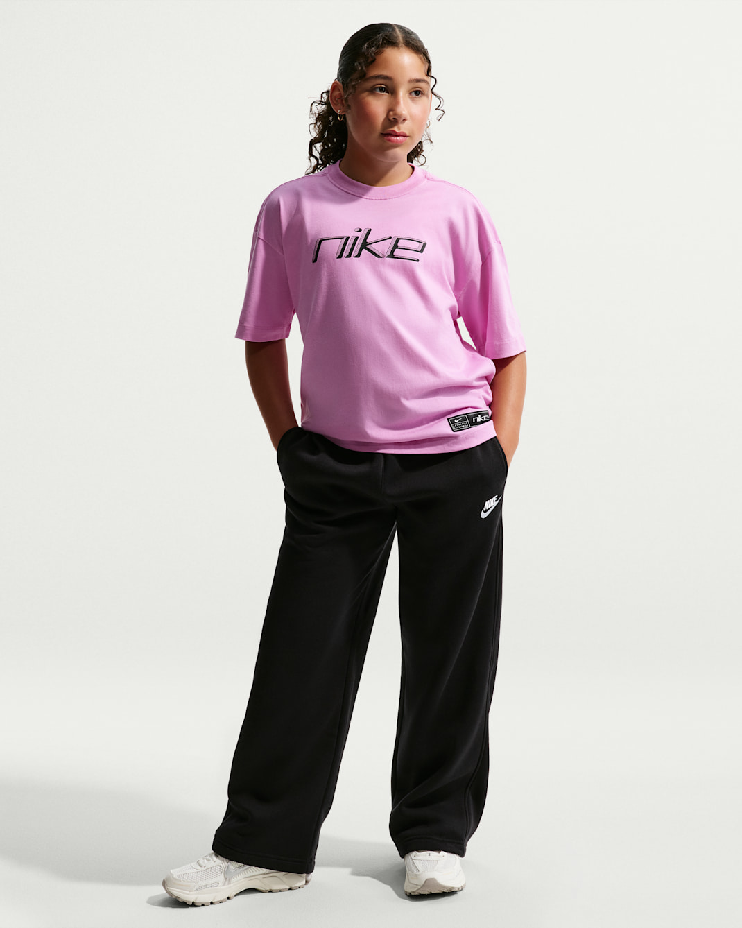 Nike Sportswear Kids' Loose Open-Hem Pants - Black/White