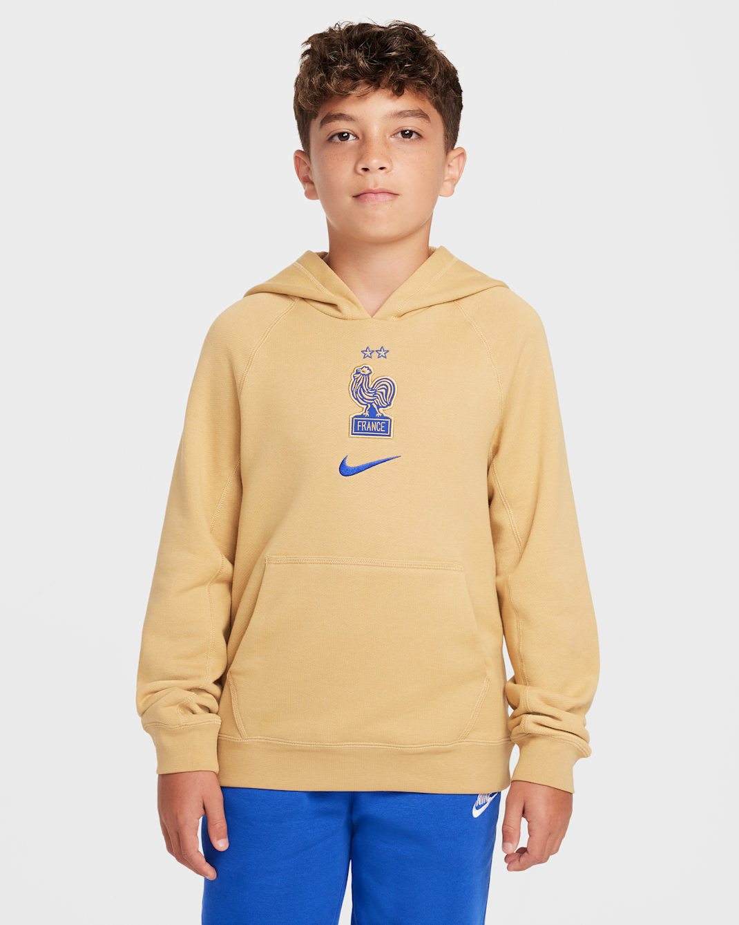 FFF Older Kids' Nike Air Football Pullover Hoodie - Club Gold/Bright Blue