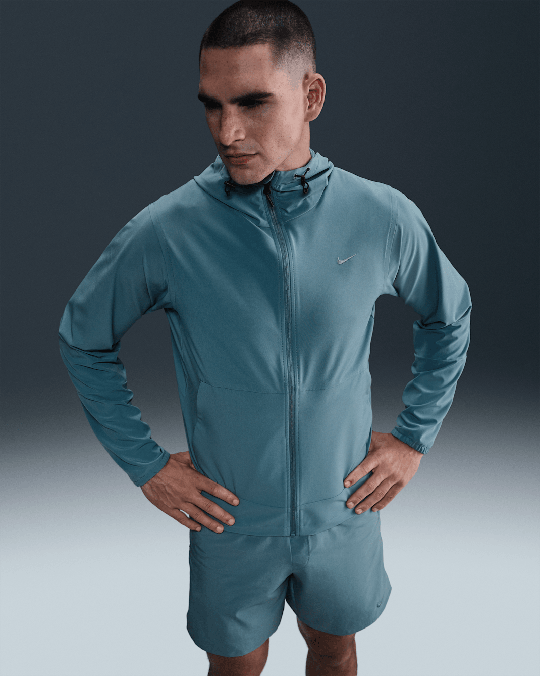 Nike Unlimited Men's Repel Hooded Versatile Jacket - Smoky Blue/Black/Smoky Blue