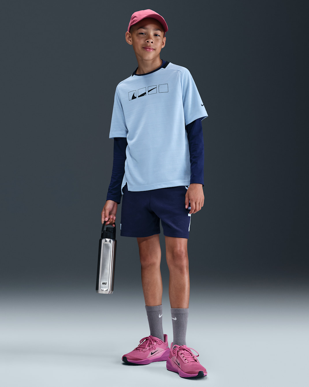 Nike Multi Dri-FIT fleeceshorts voor kids - Midnight Navy/Celestine Blue/Midnight Navy/Celestine Blue