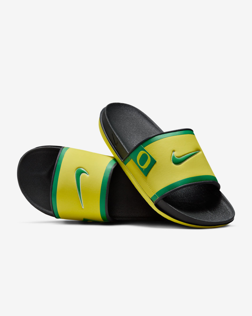 Nike College Offcourt (Oregon) Slides - Yellow Strike/Dark Smoke Grey/Apple Green