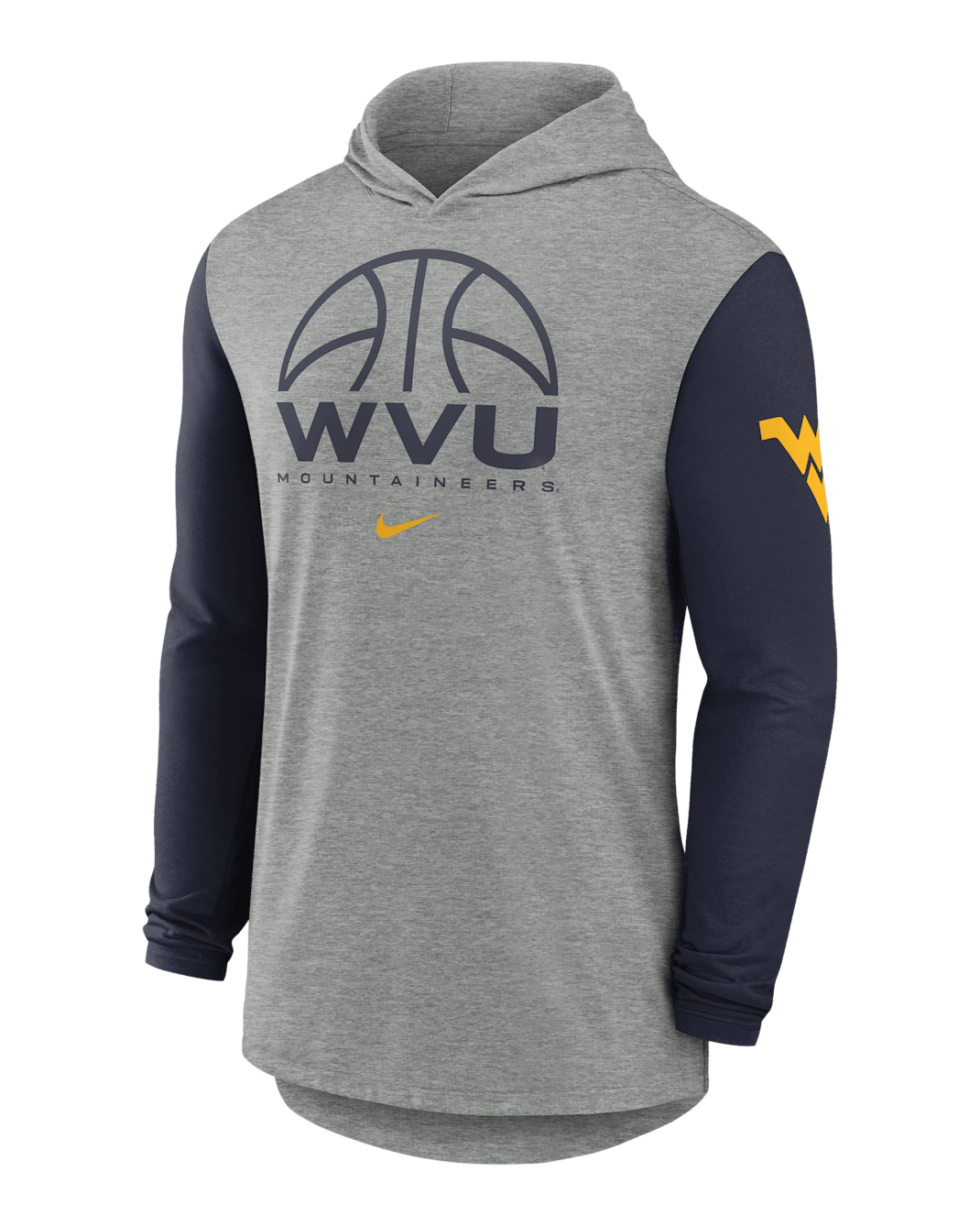 West Virginia Basketball Men's Nike Dri-FIT College Long-Sleeve Hooded T-Shirt - Grey